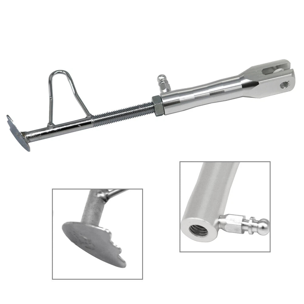 Adjustable Non-Slip Motorcycle Foot Side Stand Support Leg Kickstand Silver
