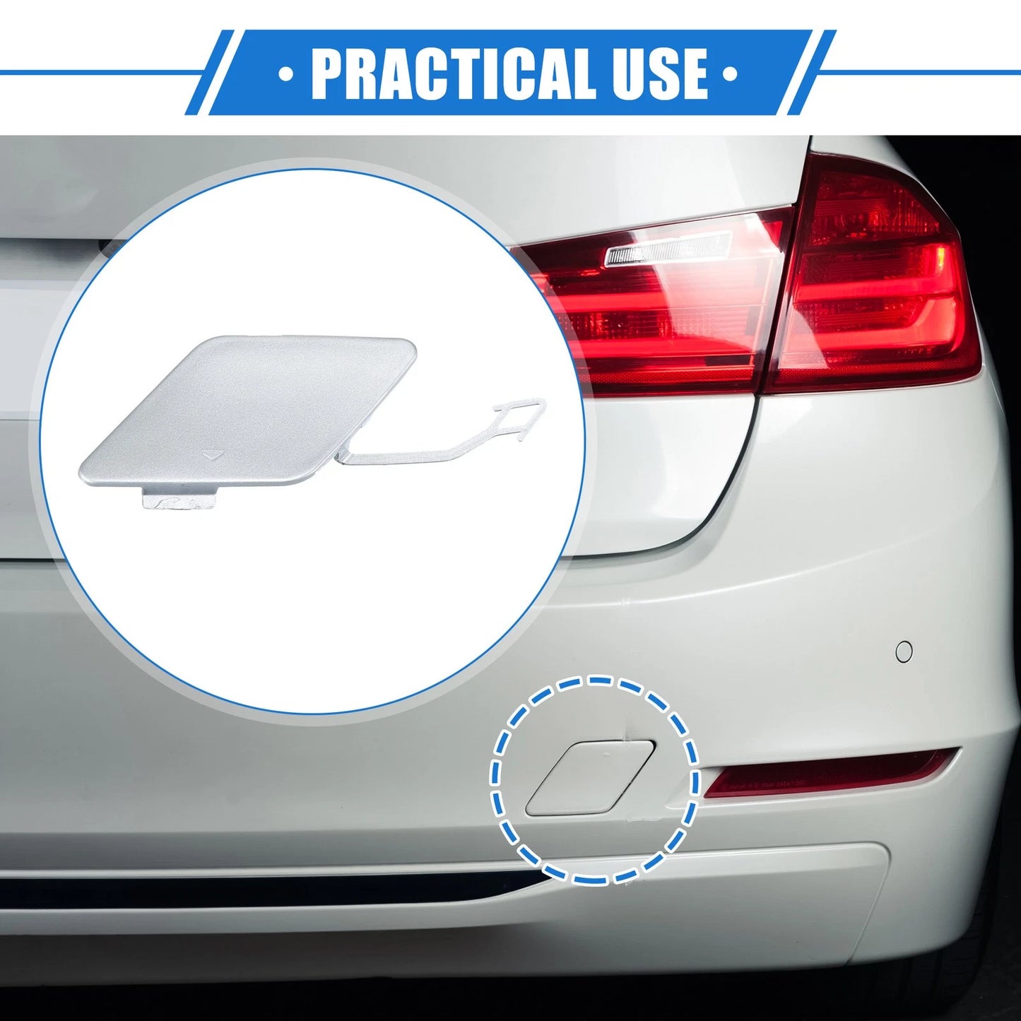 Rear Bumper Tow Hook Eye Hole Cover for BMW 3 F30 (2012-2015) Silver Tone