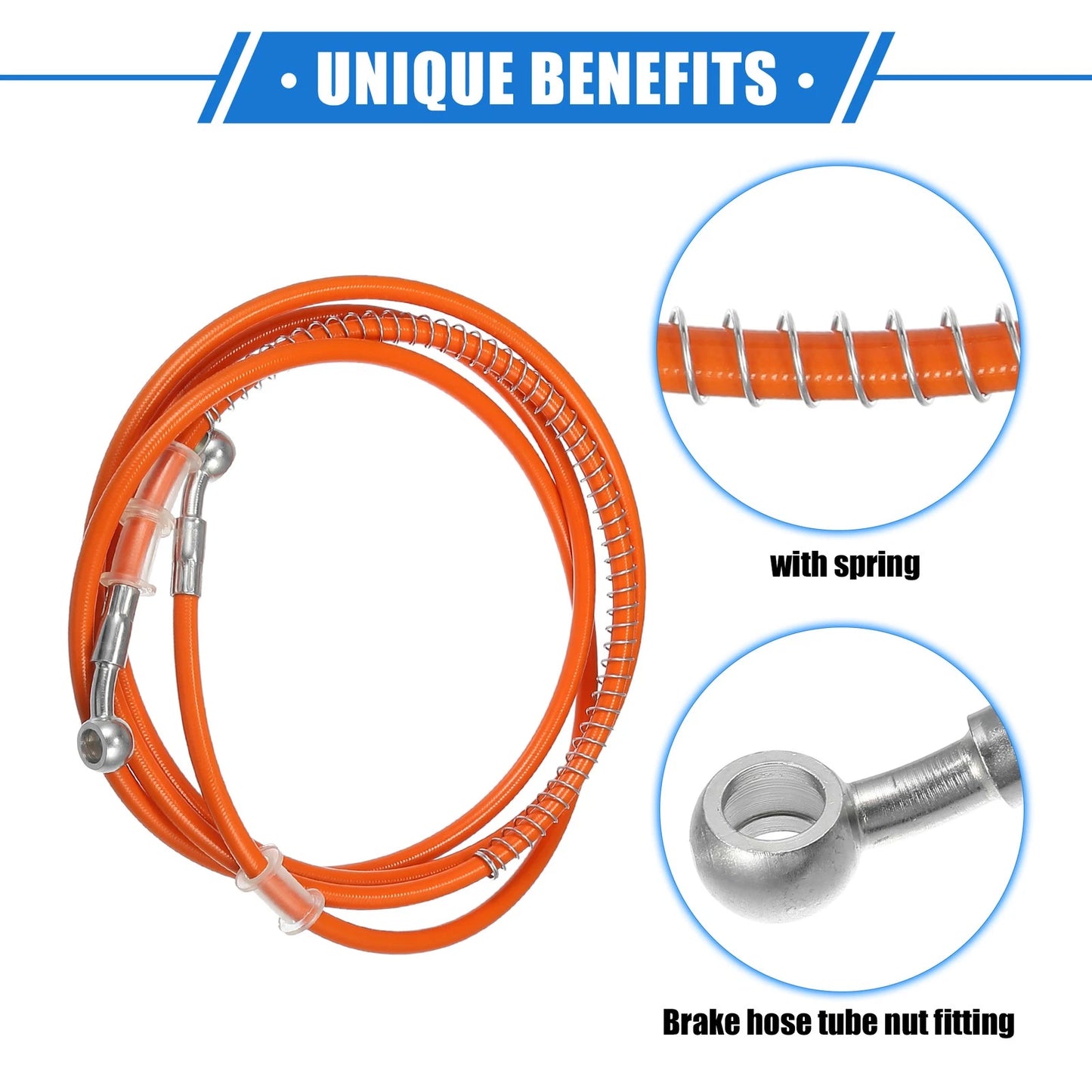 Hydraulic Brake Hose Line Orange 240cm 94.49in 10mm 0.39in for Motorcycle