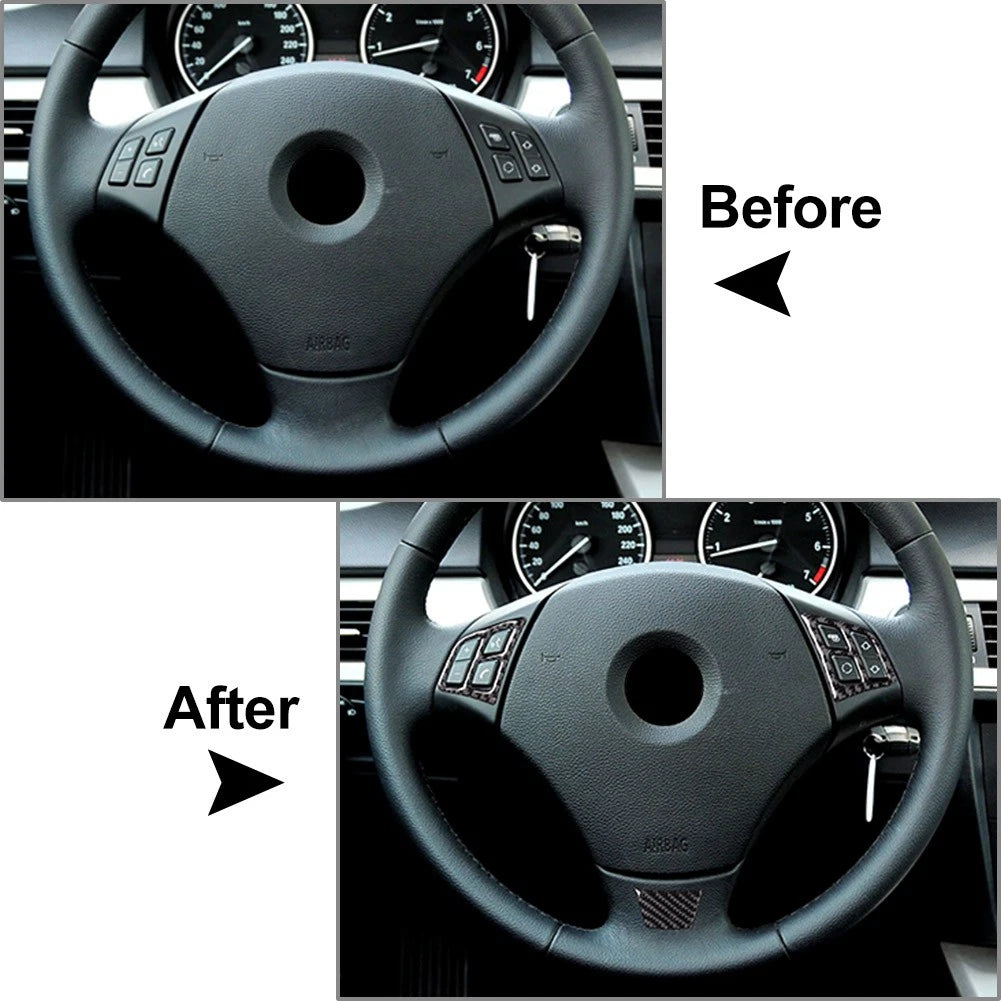 Carbon Fiber Look Steering Wheel Cover Trim for BMW 3 Series (2006-2013)