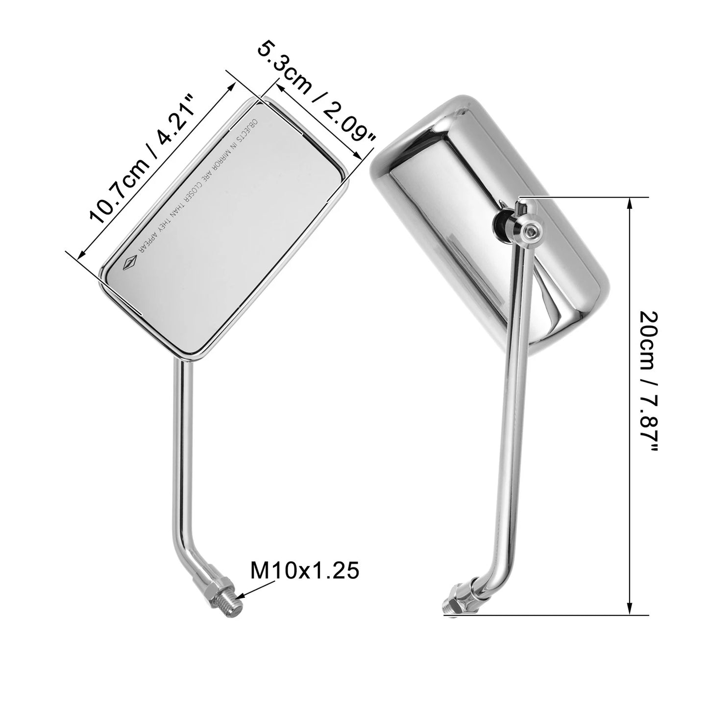 1 Pair Motorcycle M10x1.25 Screw Glass Rearview Mirror for Motorcycles