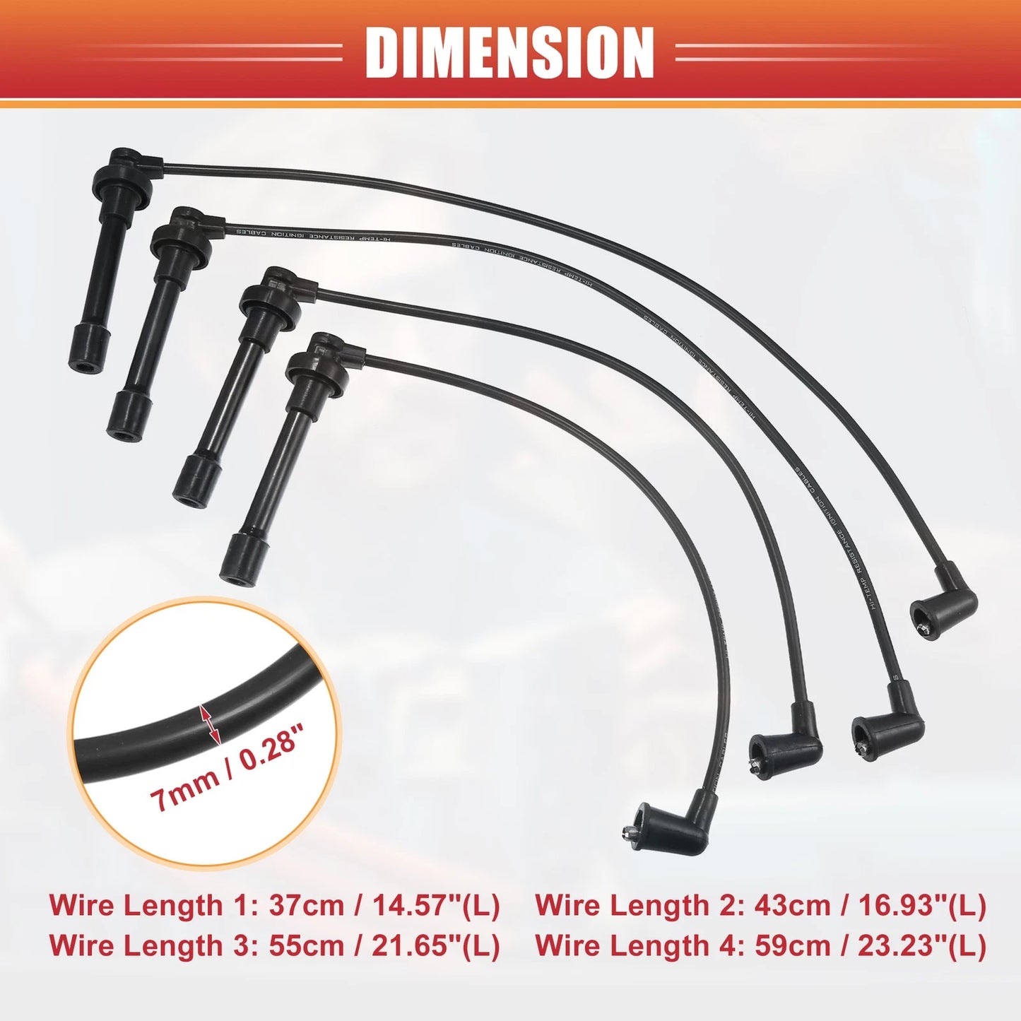 4pcs Spark Plug Wire Ignition Coil Cable for Honda Civic (1991-1995)