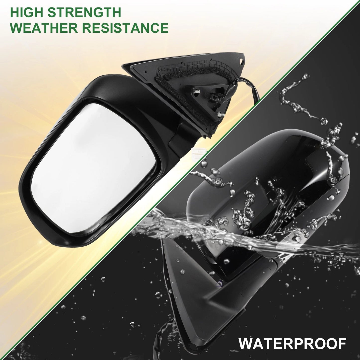 Left Side Door Mirror for Toyota Highlander (2008-2013) Manual Folding Gloss Black