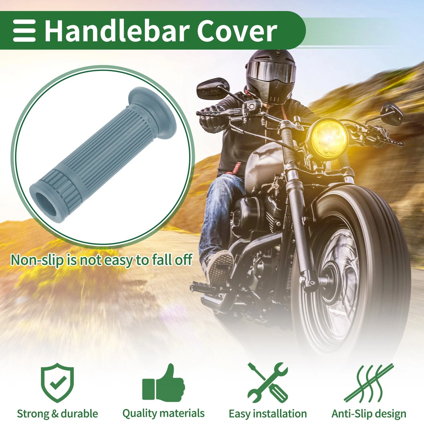 7/8" 22mm / Hand Grips Cover TPU Gray Blue for Motorcycle