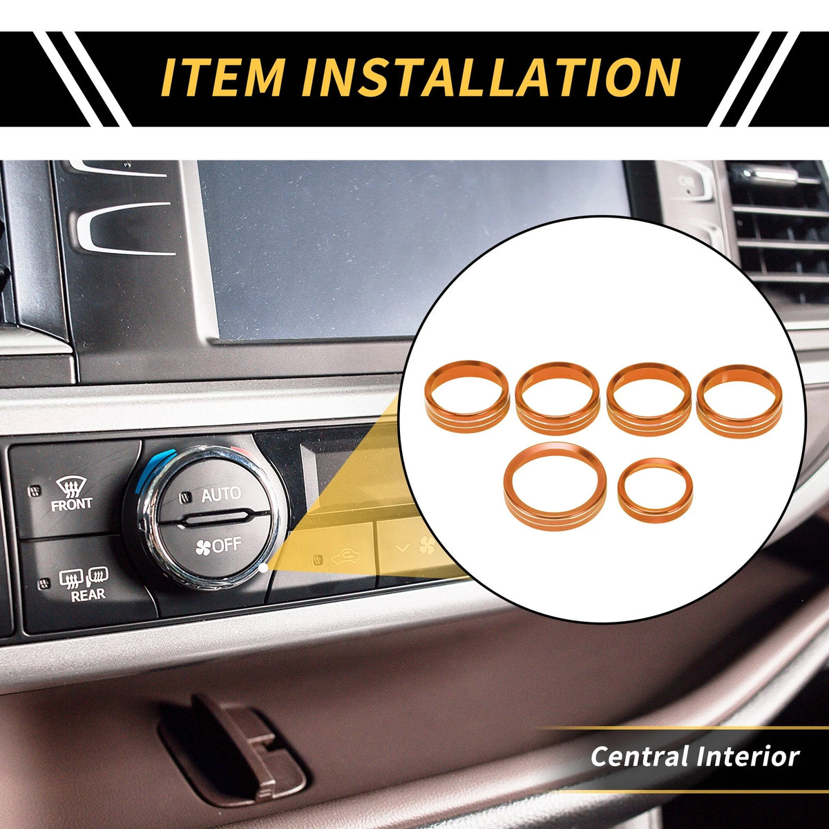 Air Conditioning Button Cover Trim for Ford F-150 XLT (2016-2019) Orange