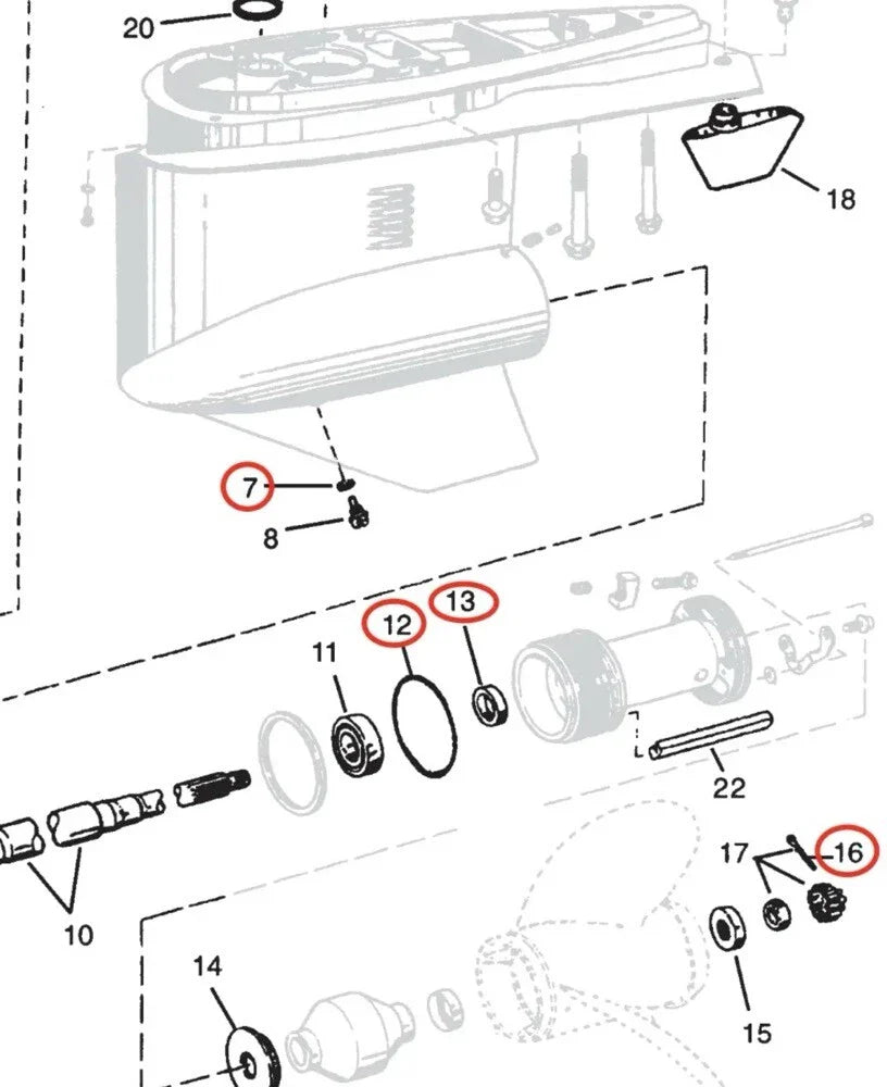 Lower Unit Oil Seal Kit for OMC Cobra/Volvo Penta SX (1990-2000)