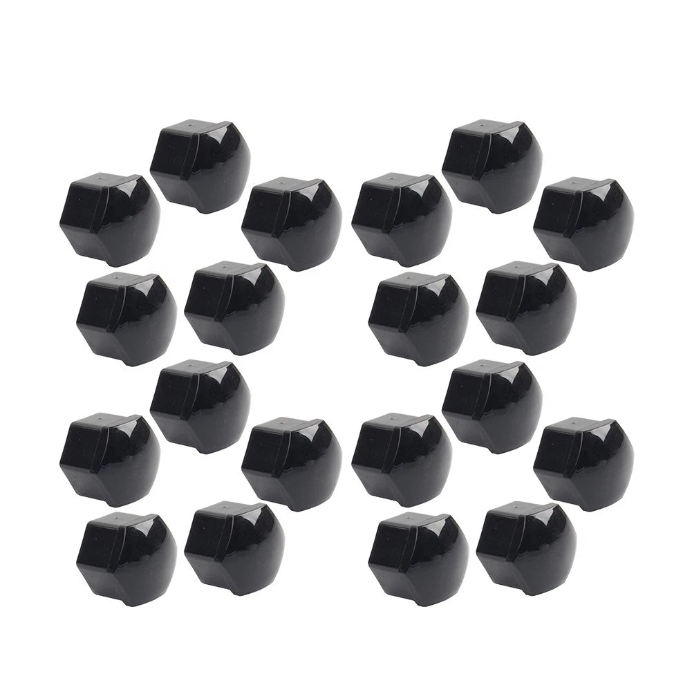17mm Black Wheel Lug Nut Bolt Cover Caps (20 Pcs) for Car - Fits Various Models