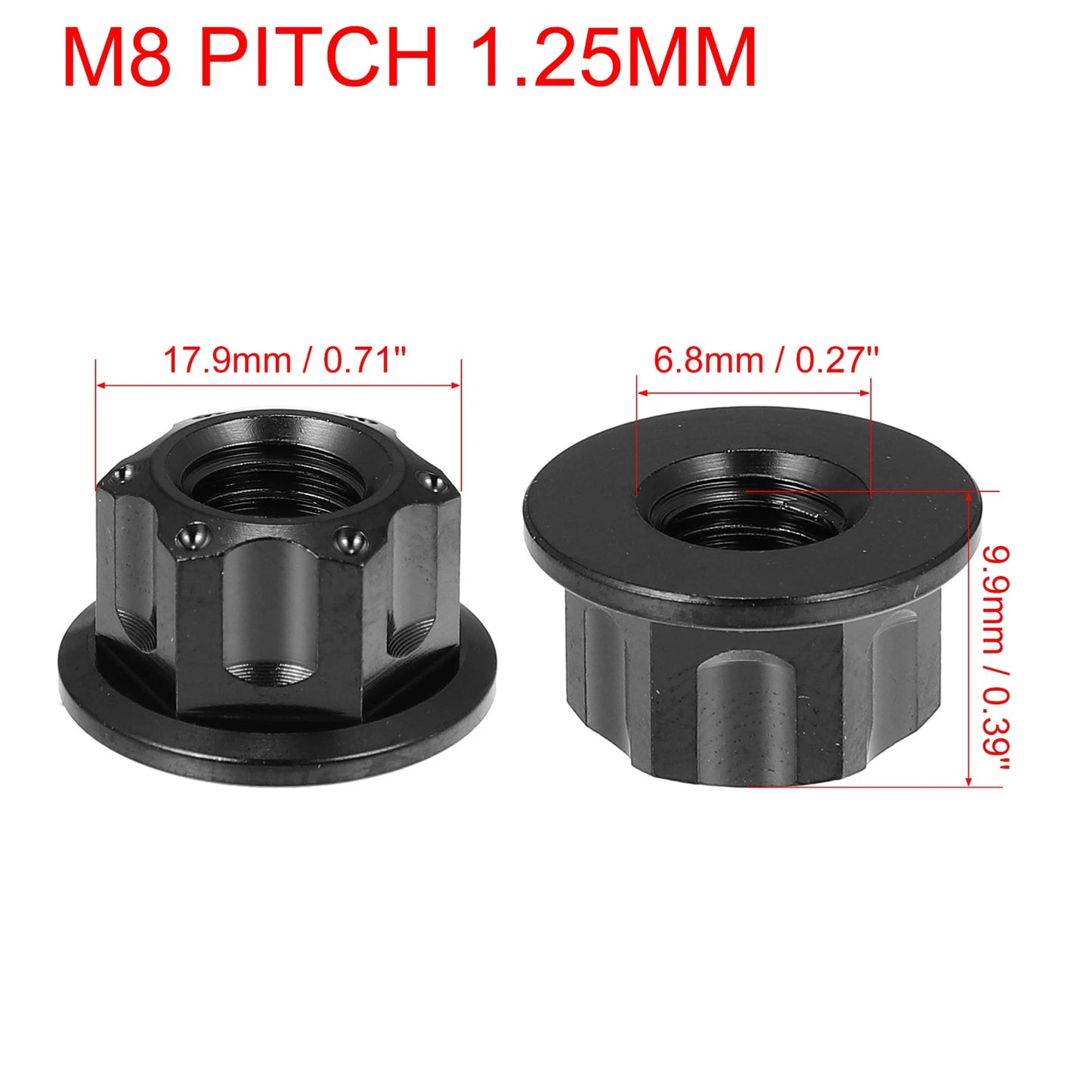 6pcs Titanium Alloy M8 Pitch 1.25mm Flange Bolt Nut for Bicycle Motorcycle