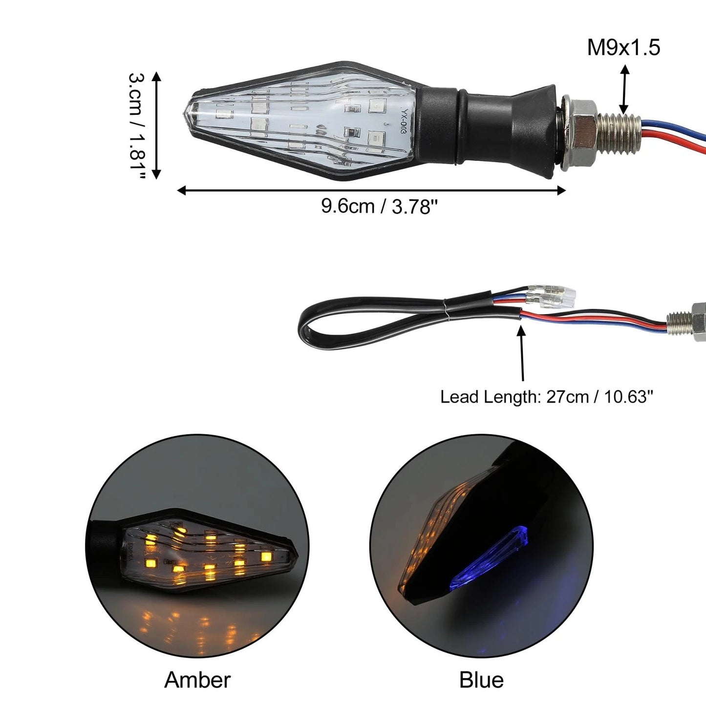 4pcs / Motorcycle Turn Signal Lights Blue Amber LED 12V Transparent Shell for Motorcycle