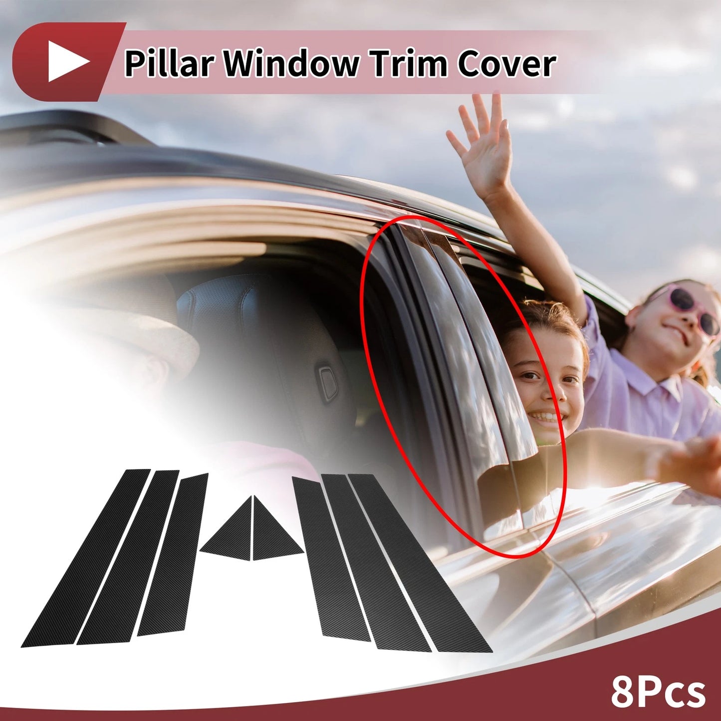 Black Carbon Fiber Door Pillar Window Trim for Volvo XC60 (2010-2023)