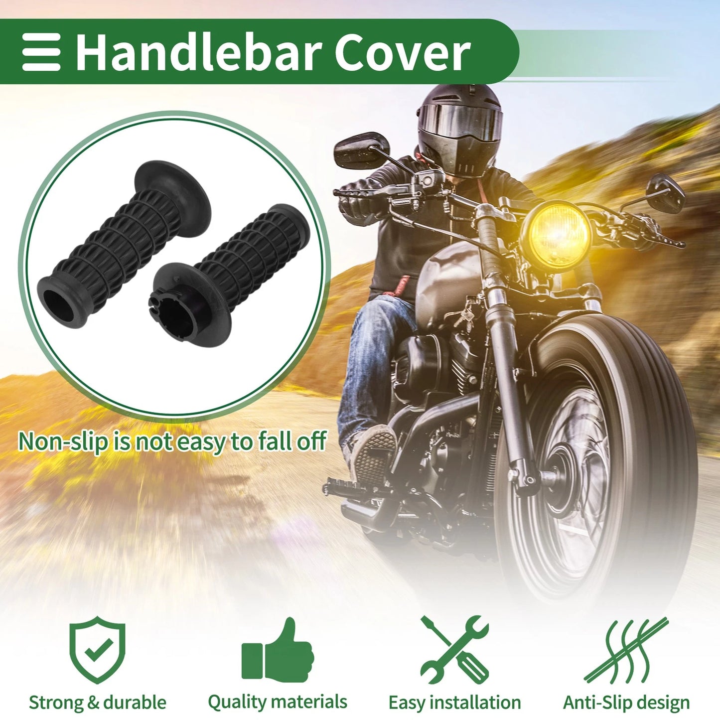 25mm Hand Grips Cover Kit for Motorcycle TPU Black Scale Pattern