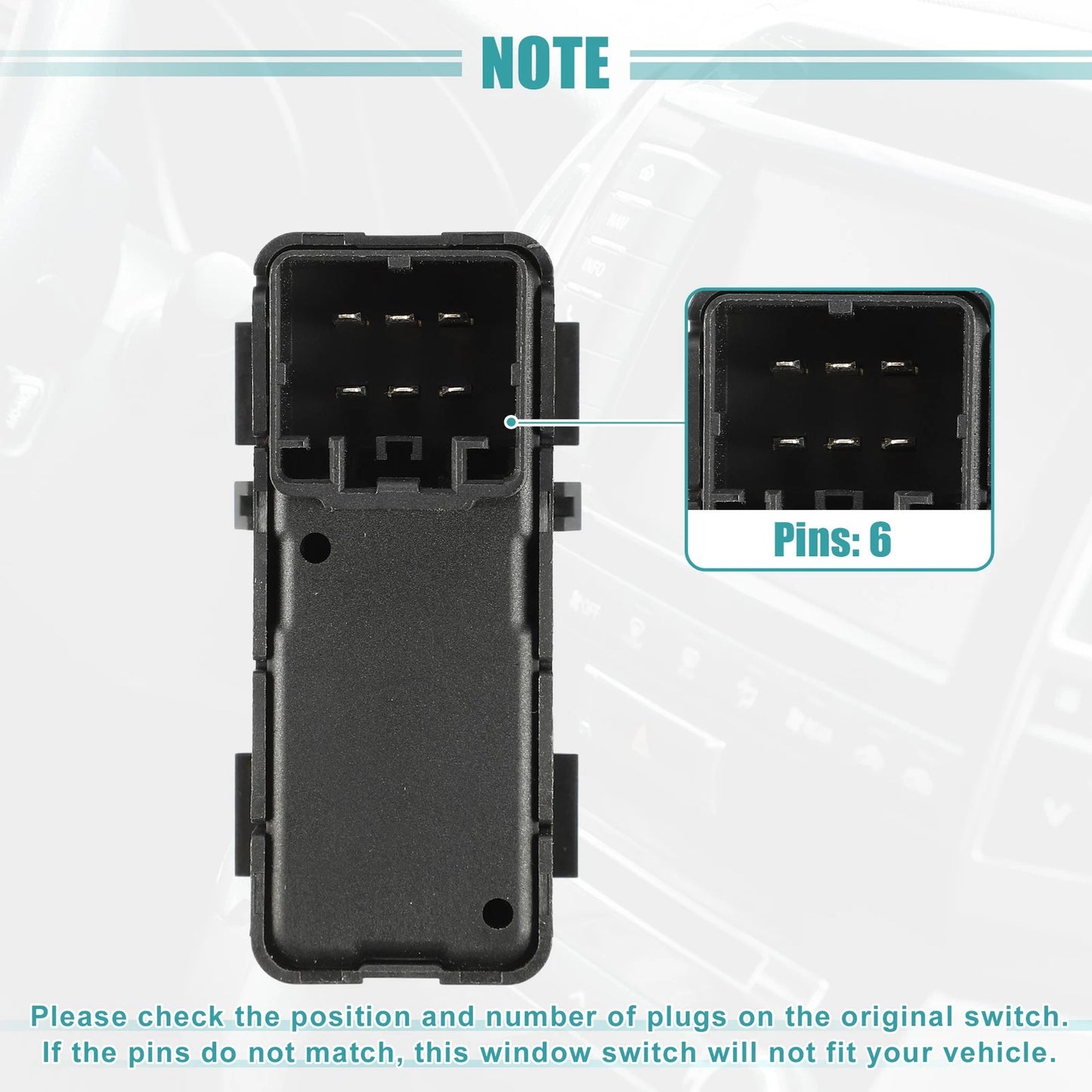 Rear Left Master Power Window Switch for Jeep Patriot (2011-2017) Black