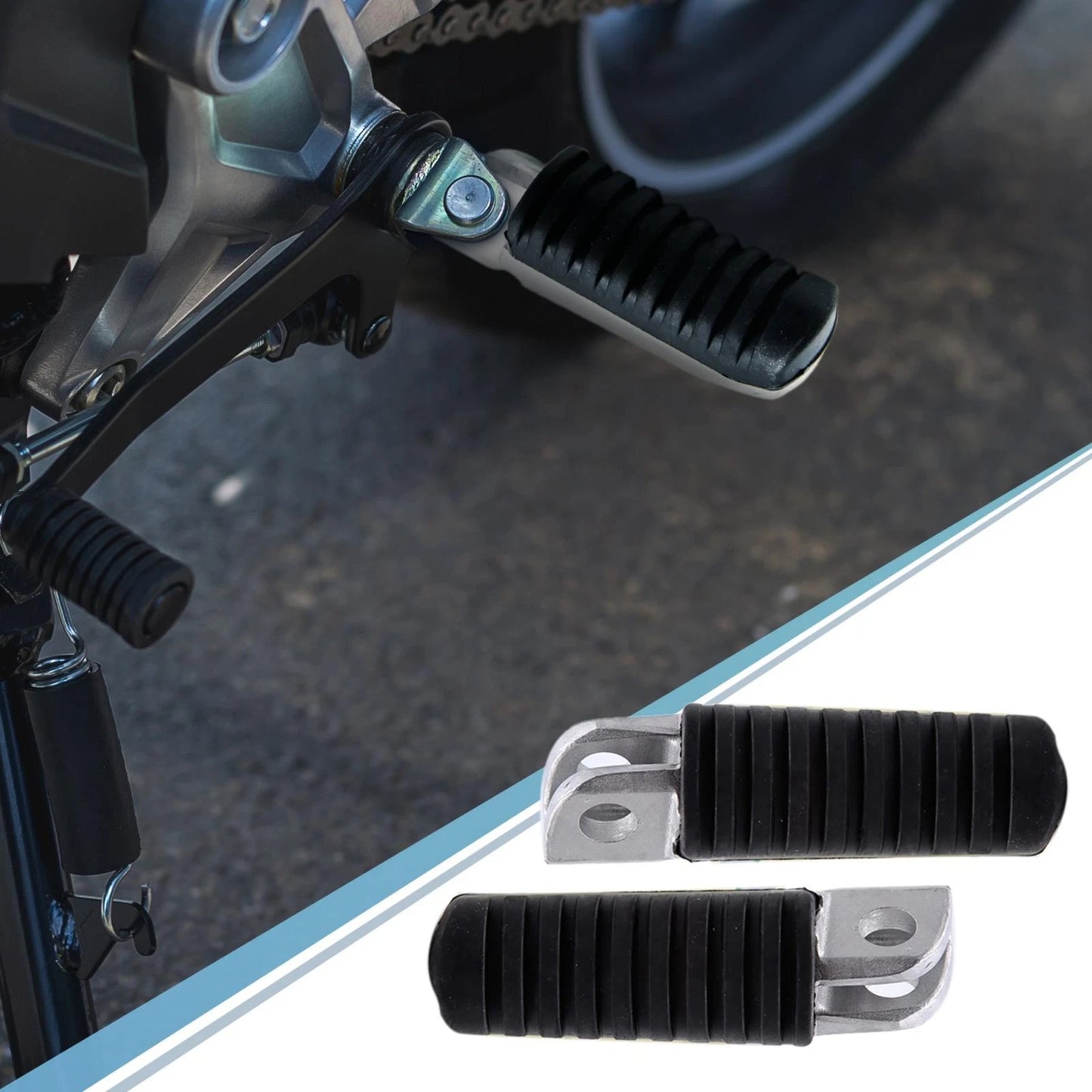 Pair 12.5mm Aluminium Alloy Motorcycle Footrest Footpeg Black for Kawasaki