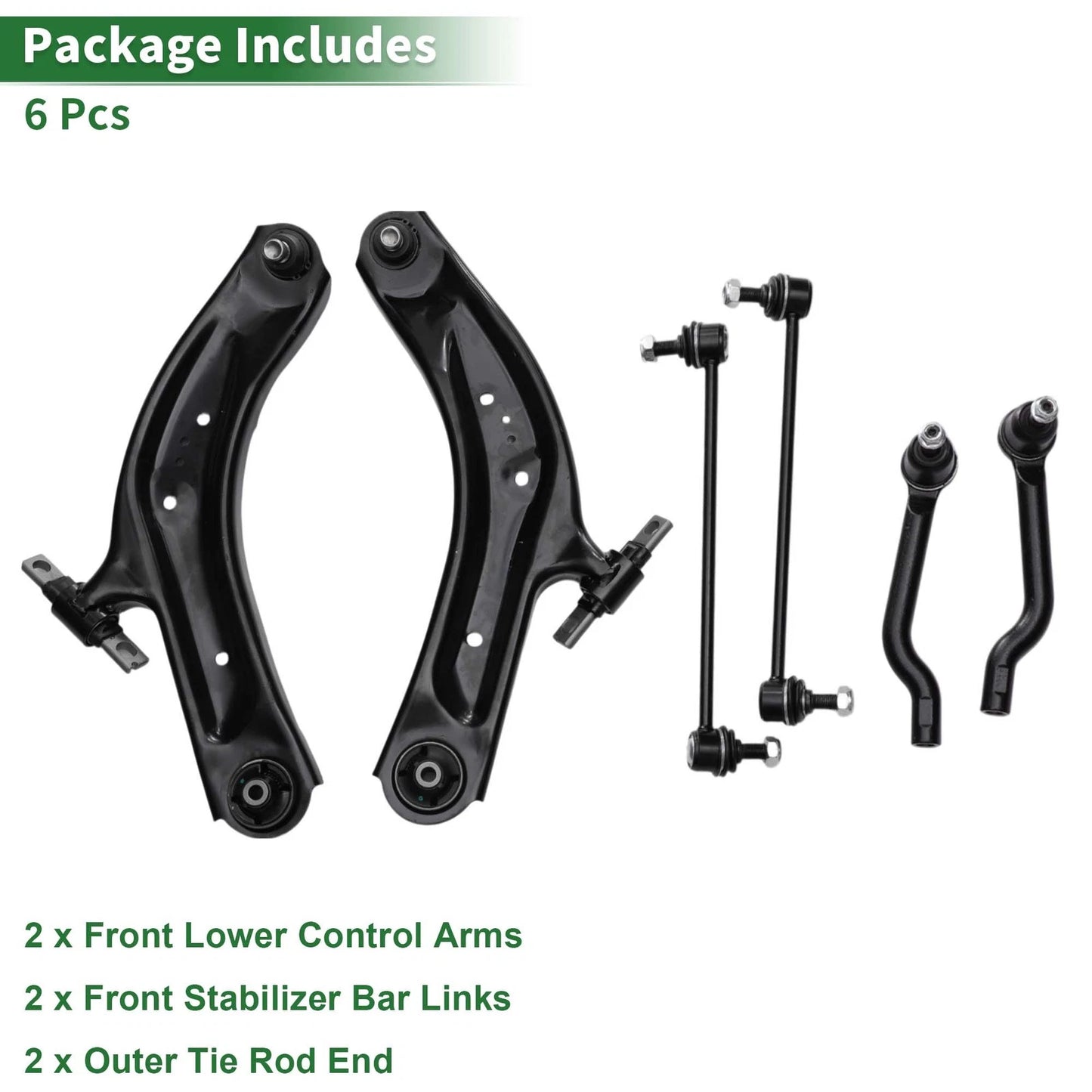 6 Pcs Front Lower Control Arms for Nissan Rogue (2014-2019)