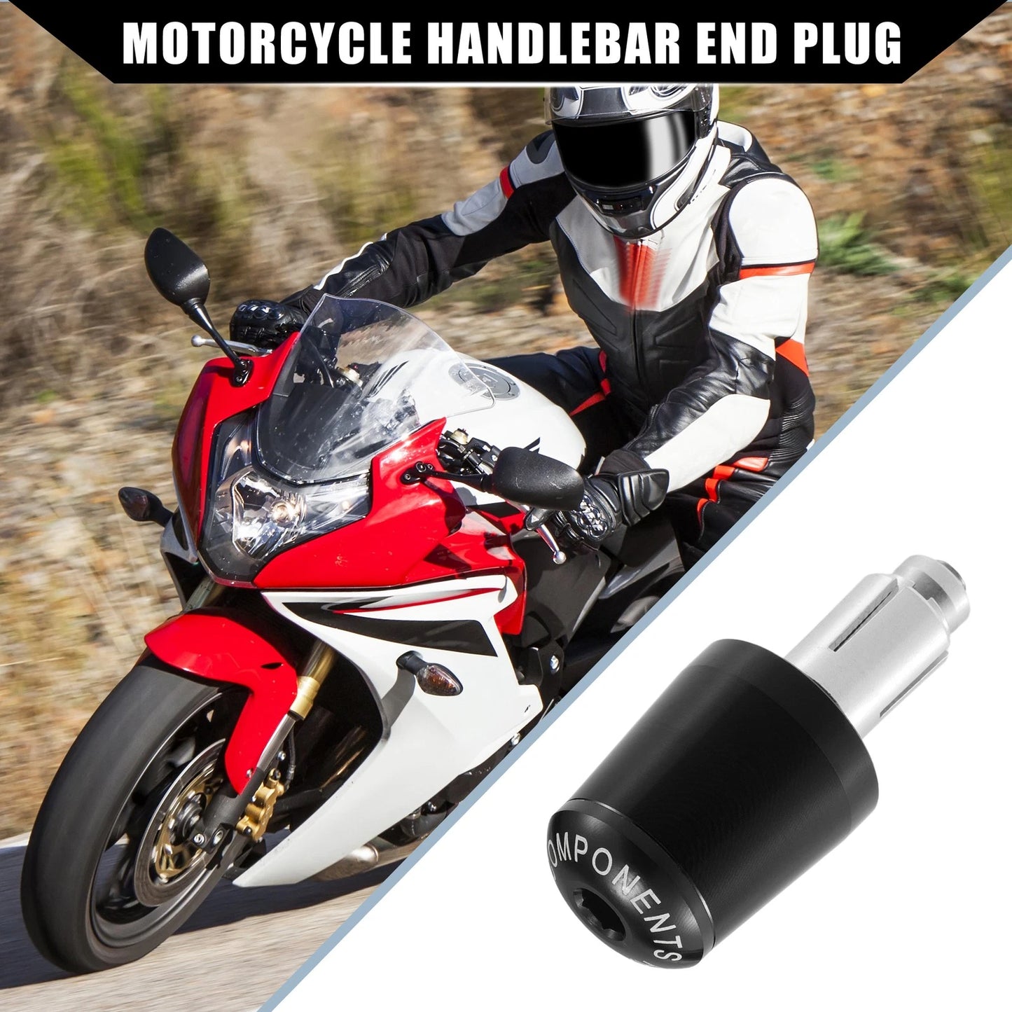 2 Pcs 7/8" 22mm Handlebar End Plug for Honda Black