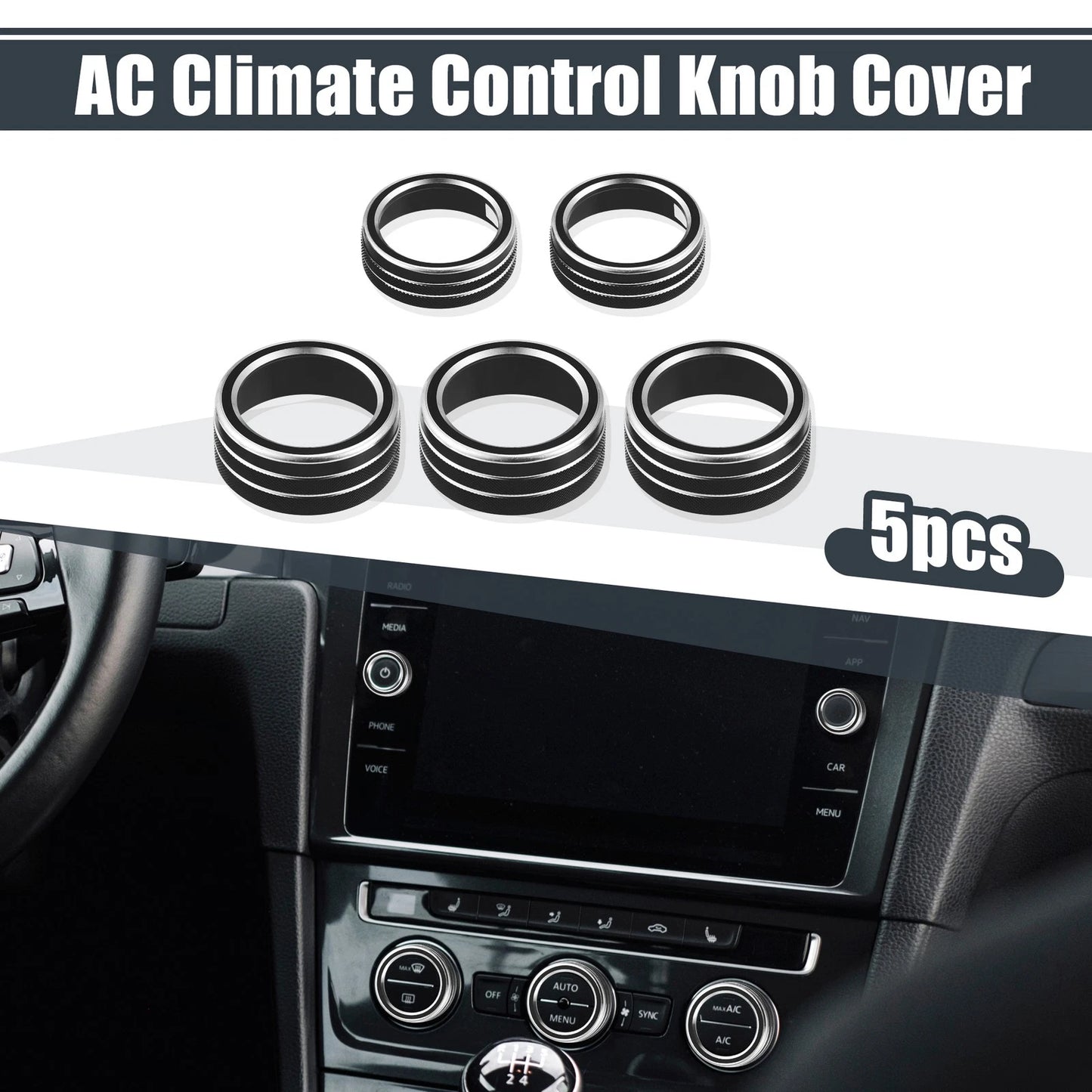 5 x AC Knob Ring Covers for Honda Accord Sedan Sport (2018-2023)
