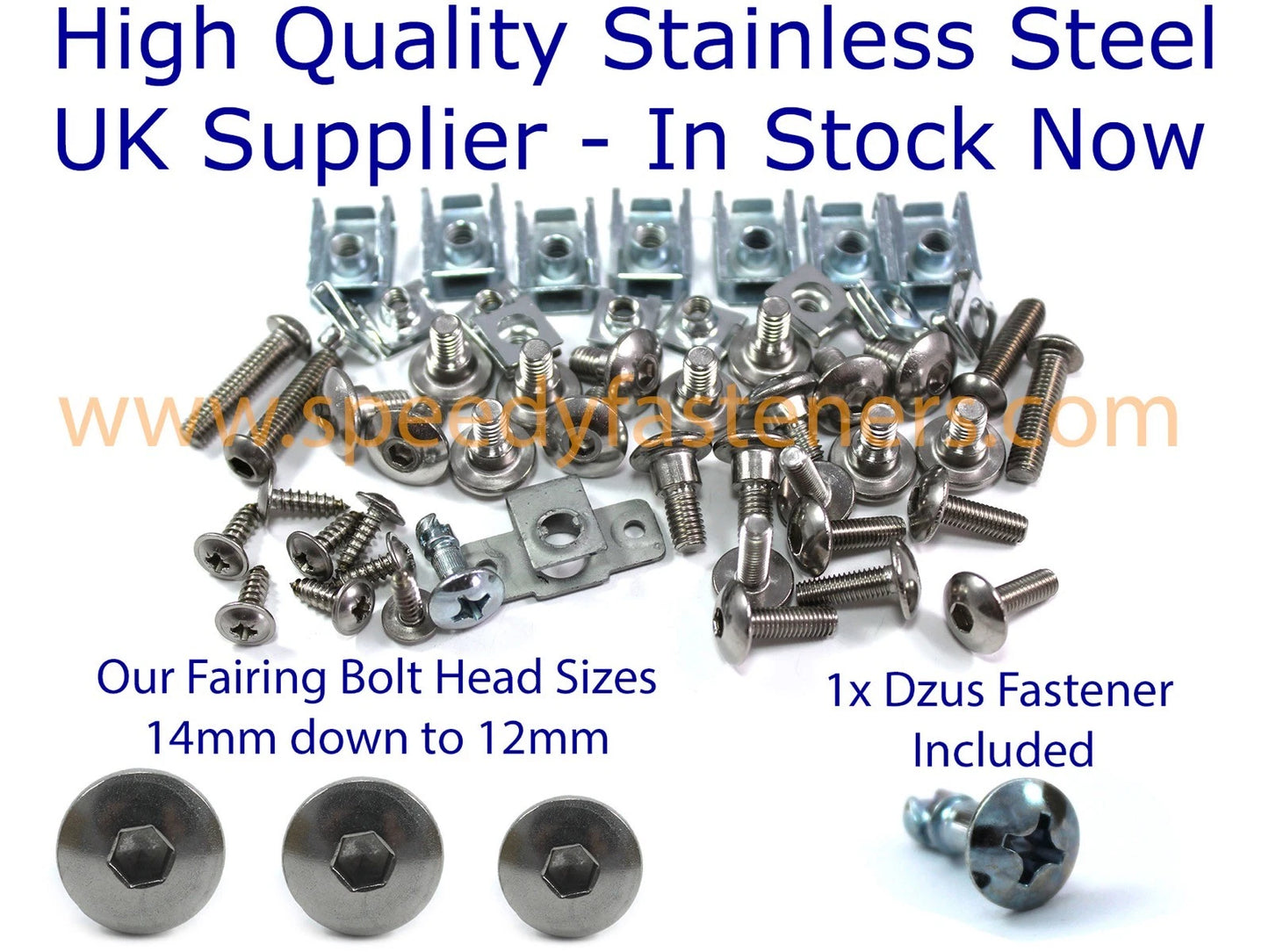 Stainless Steel Fairing Bolt Clip + DZUS Lock for Honda CBR (2001–2006)