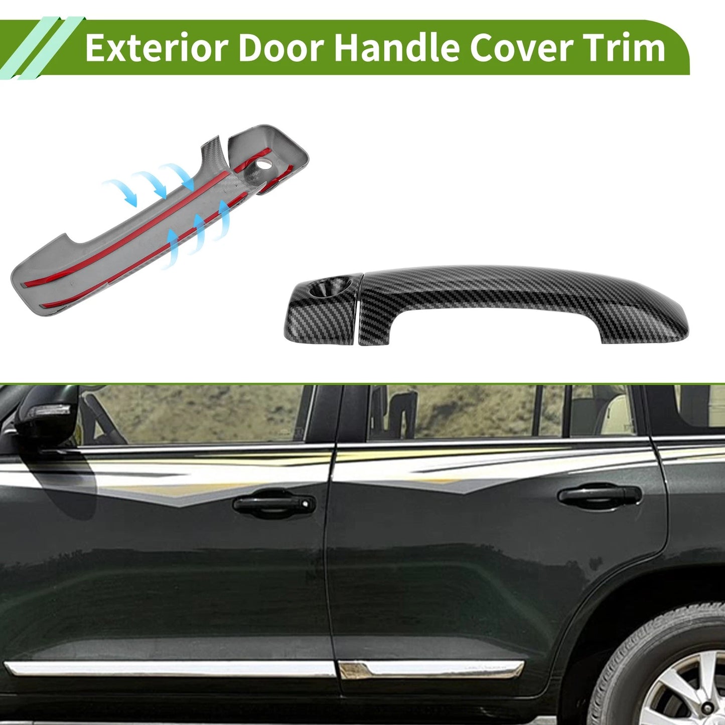 Carbon Fiber Exterior Door Handle Cover Trim / 2 Pcs / Toyota FJ Cruiser