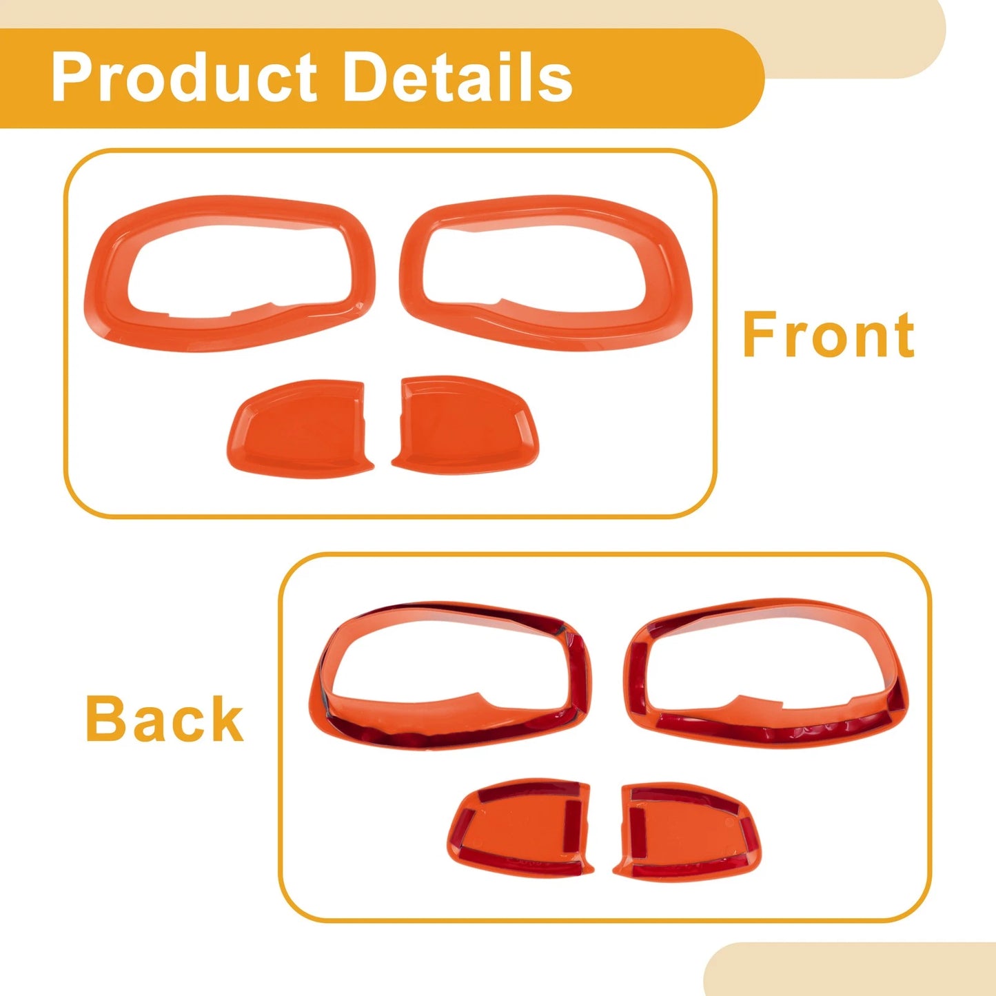 Interior Door Handle Bowl Cover Trim for Jeep Renegade (2015-2023) 4 x Orange ABS