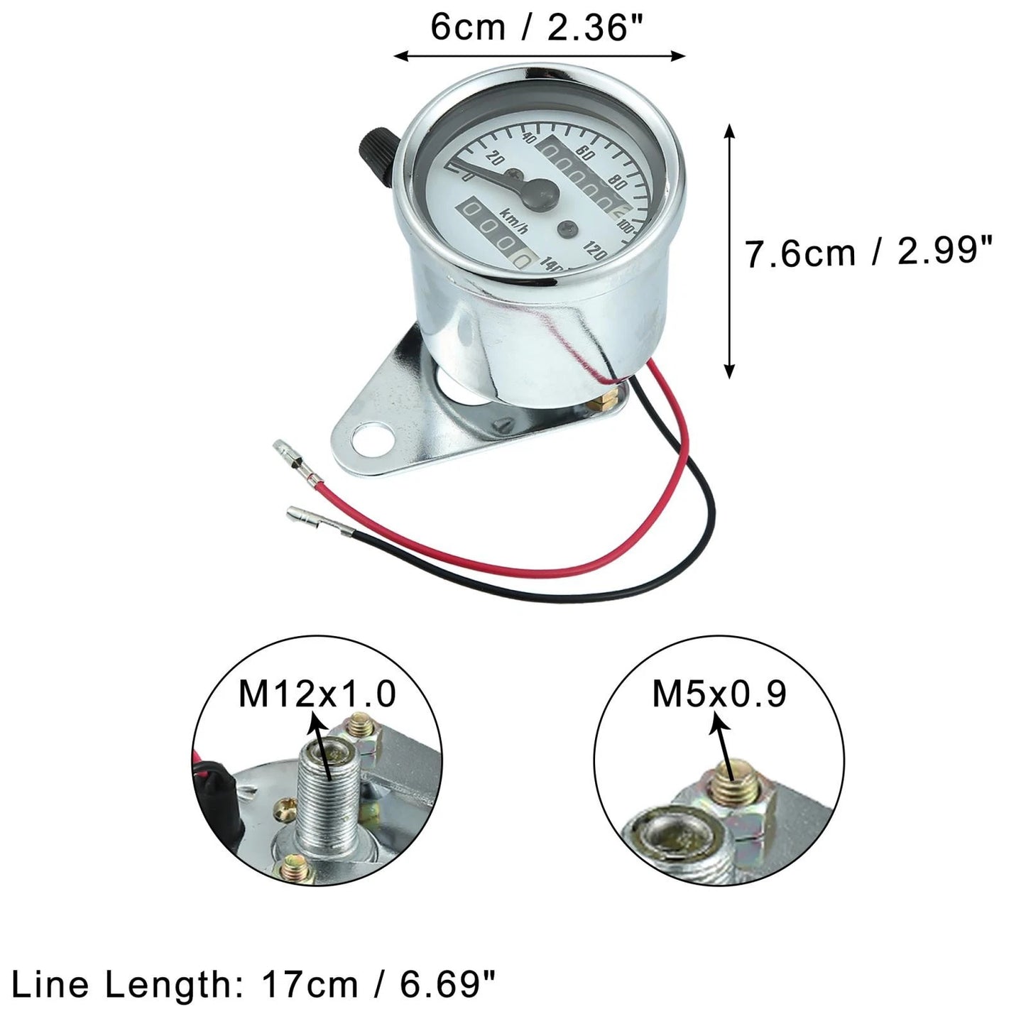 Tachometer / 0-140km/h / Single Gauge Meter DC12V for Universal Motorcycle