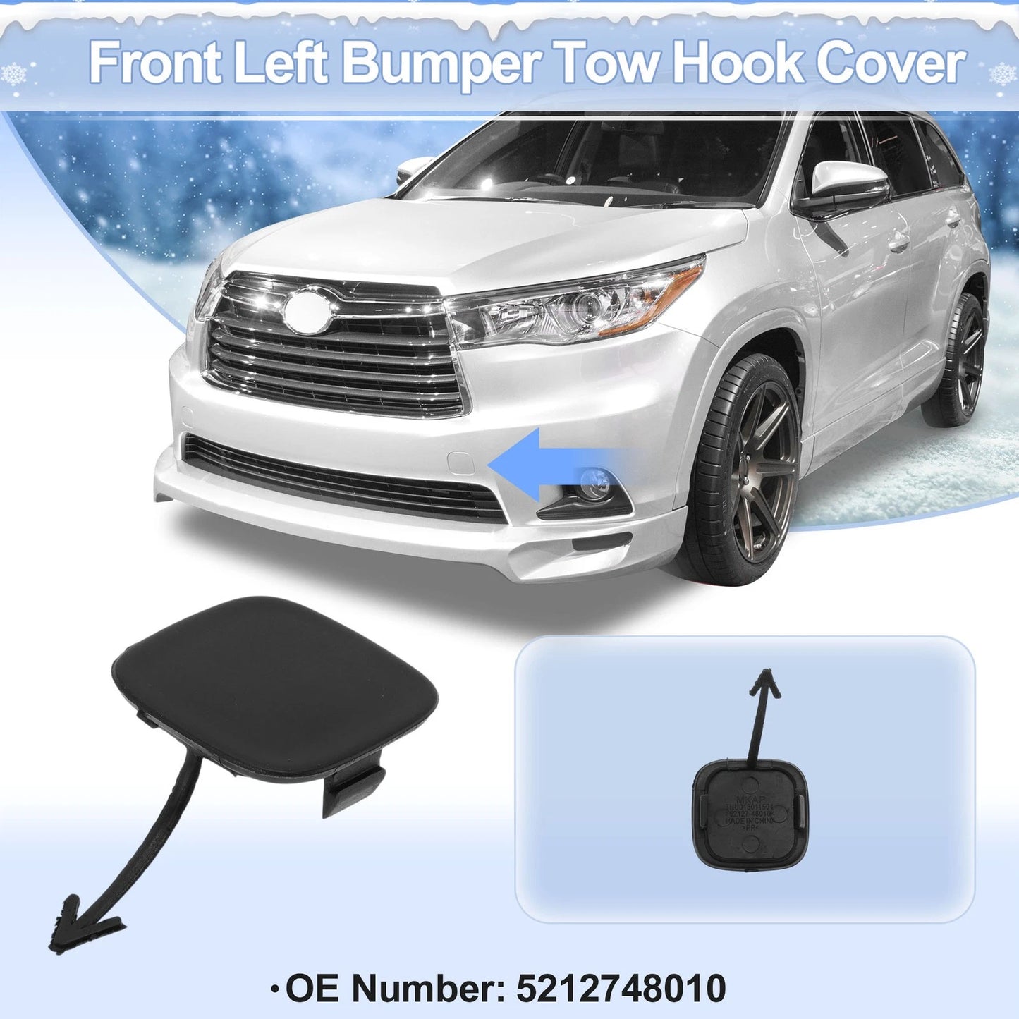 Left Front Tow Hook Cover for Toyota Highlander (2004-2007)