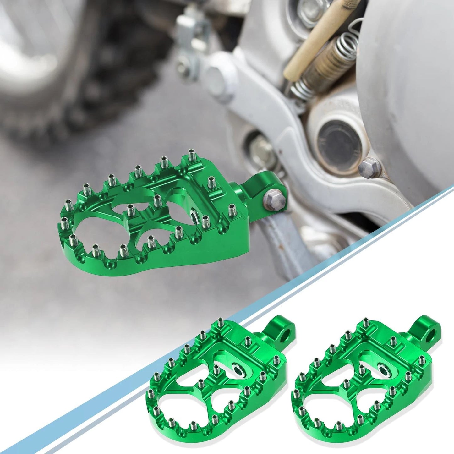 Pair Wide Foot Peg 360° Aluminum Alloy Foot Peg Green for Motorcycle