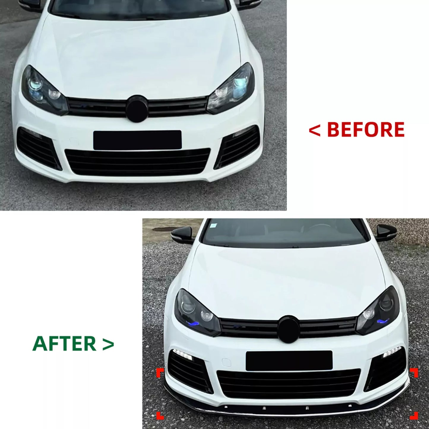 Front Bumper Spoiler Lip Splitter for VW Golf 6R MK6 (2010-2014)