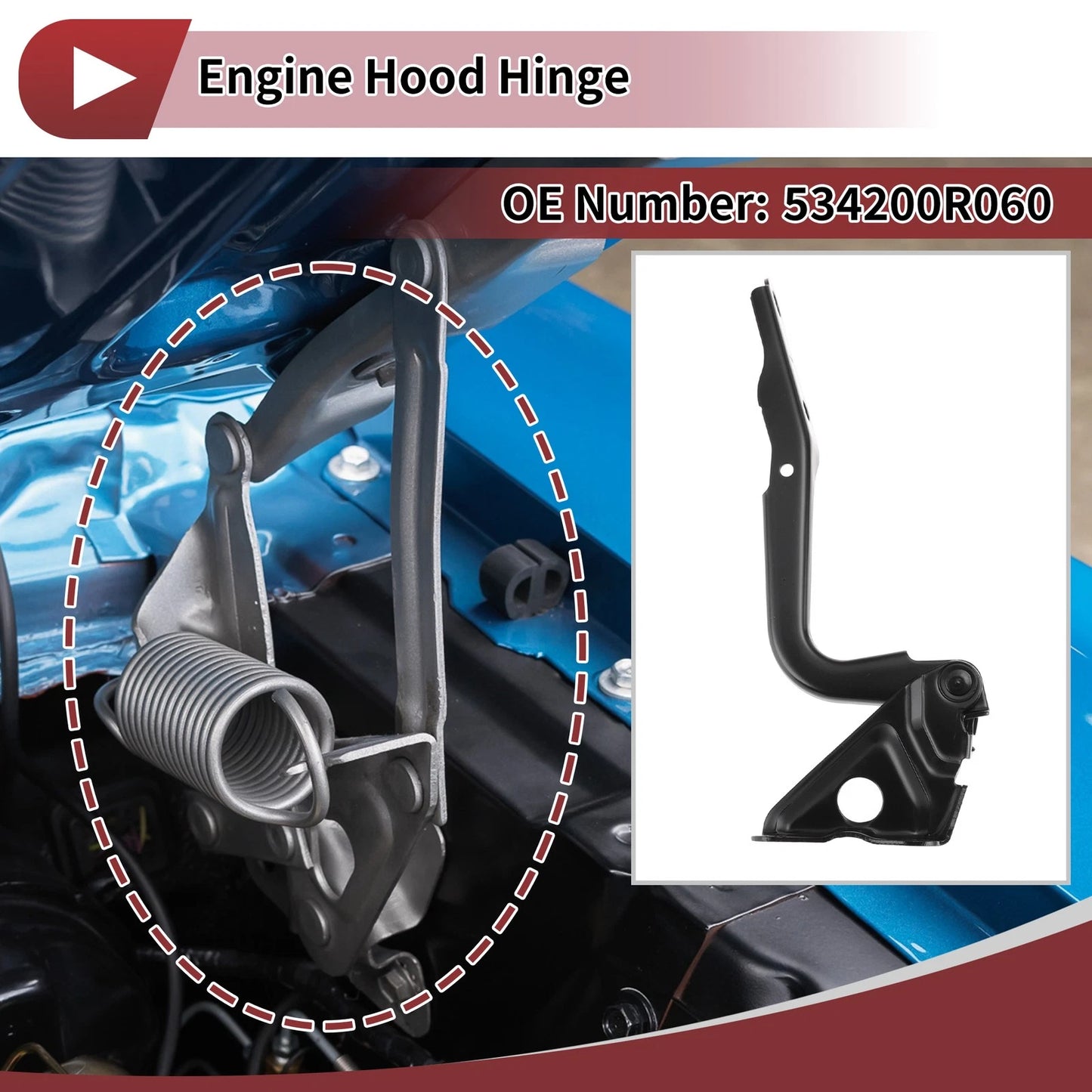 Hood Hinge 1pc Left for Toyota RAV4 (2009–2013)