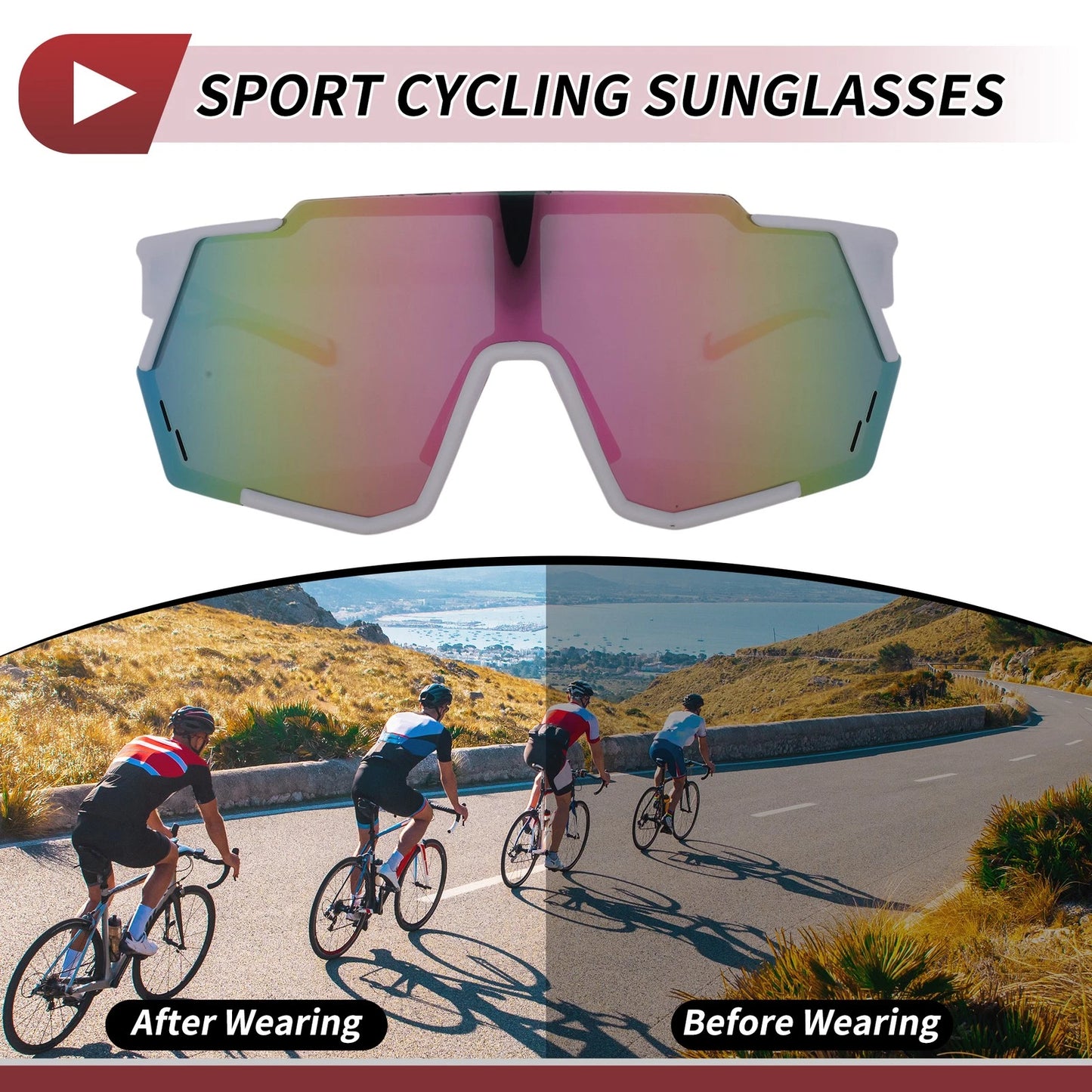 1 Pc Motorcycle Riding Goggles Pink White Tri-Acetyl Cellulos for Make Model