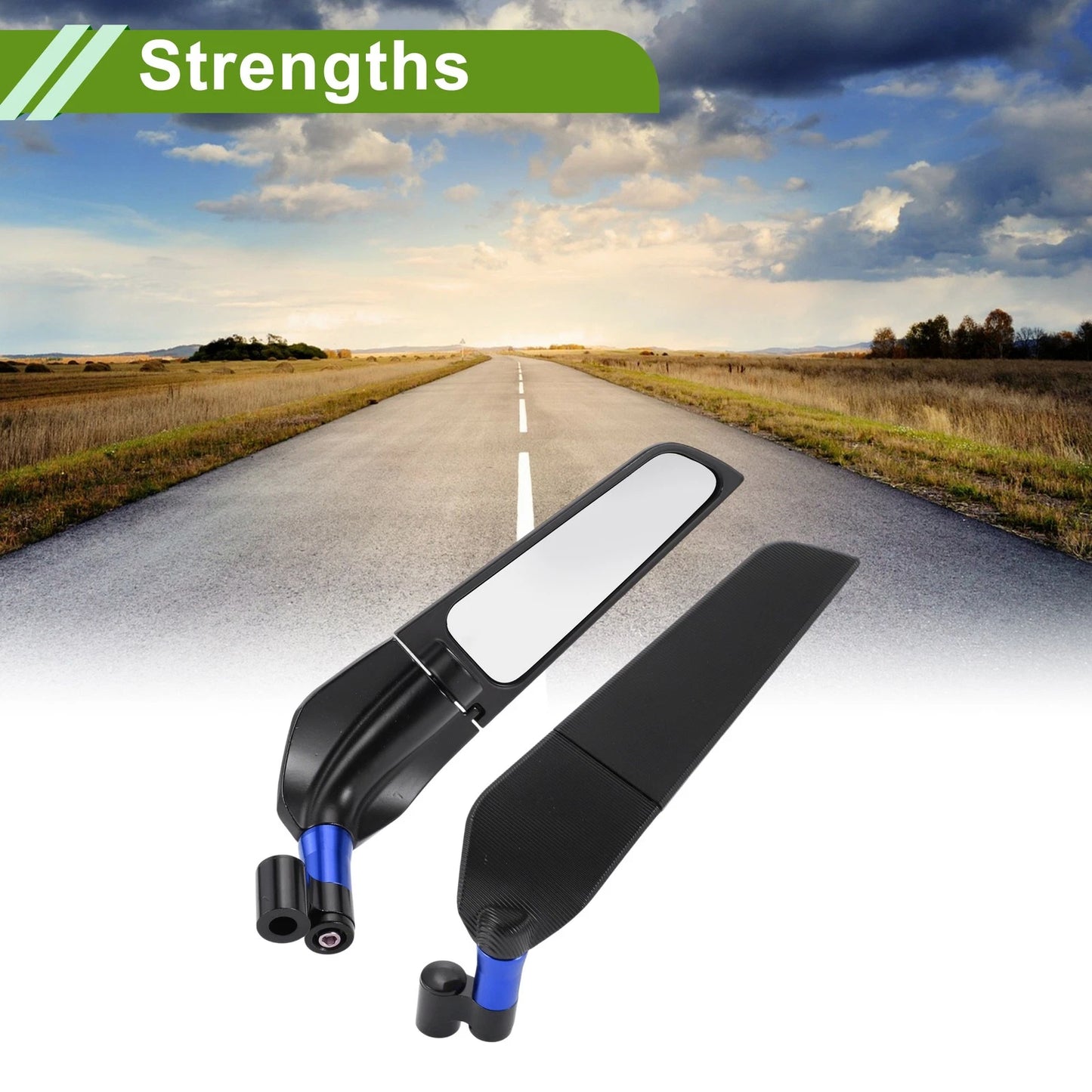 1set M8/M10 Motorcycle Rear View Mirror Blue Aluminum Alloy for Motorcycle