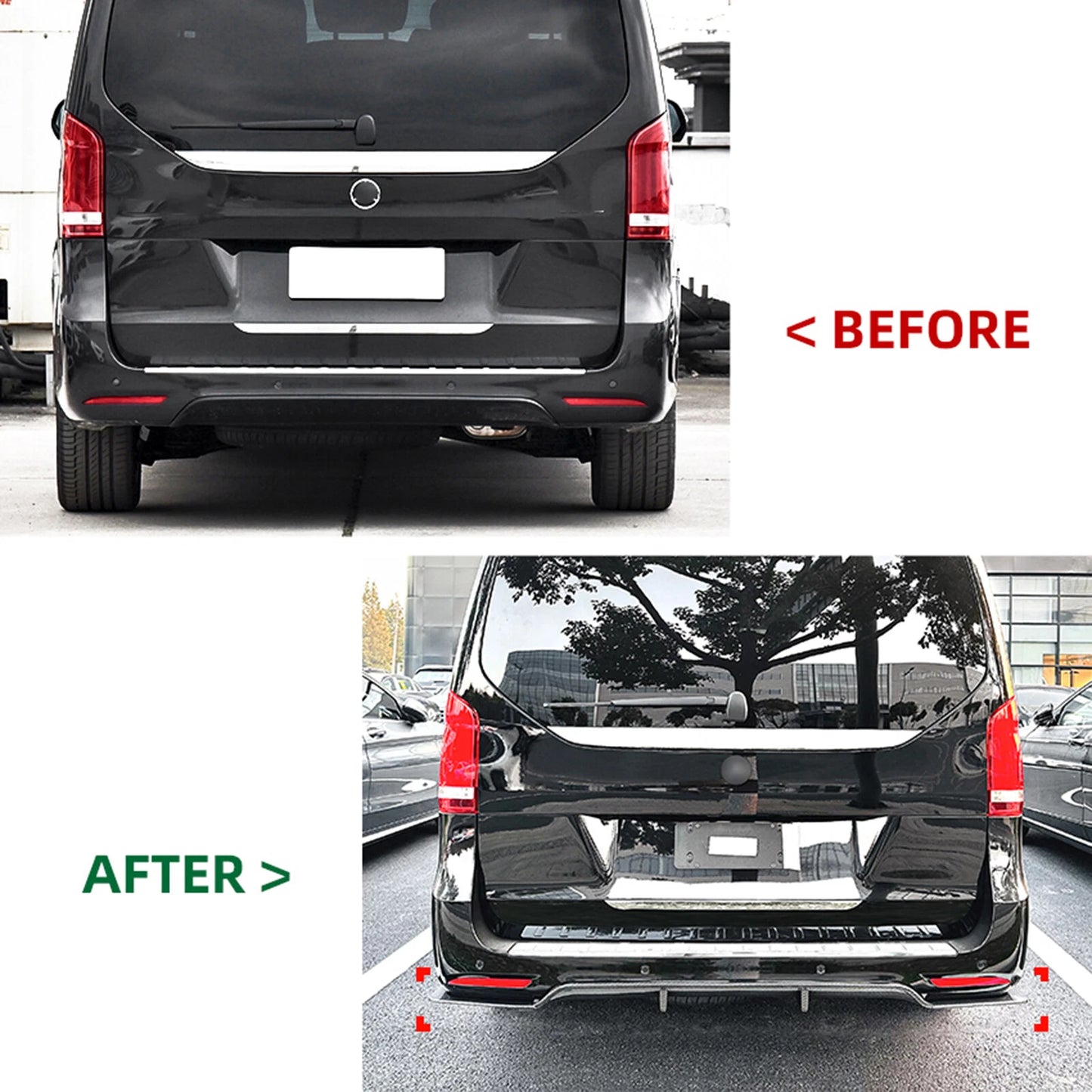 Rear Bumper Diffuser Lip Kit for Mercedes Benz V Class V260 W447 (19-23)