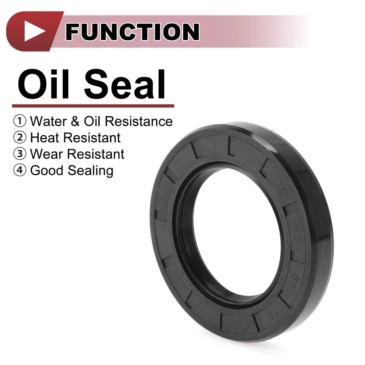 Rotary Shaft Seal 40x65x10mm Nitrile 70D Black 5 Pcs