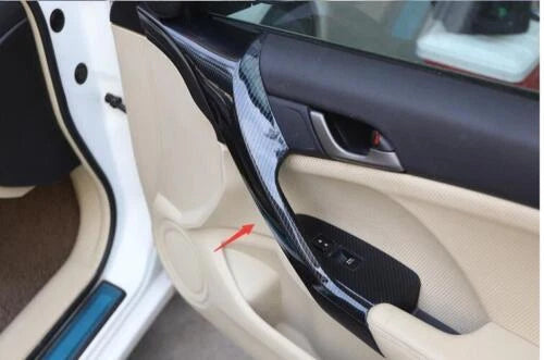 4 x Carbon Fiber Interior Door Armrest Cover Trim for Acura TSX (2009-2014)