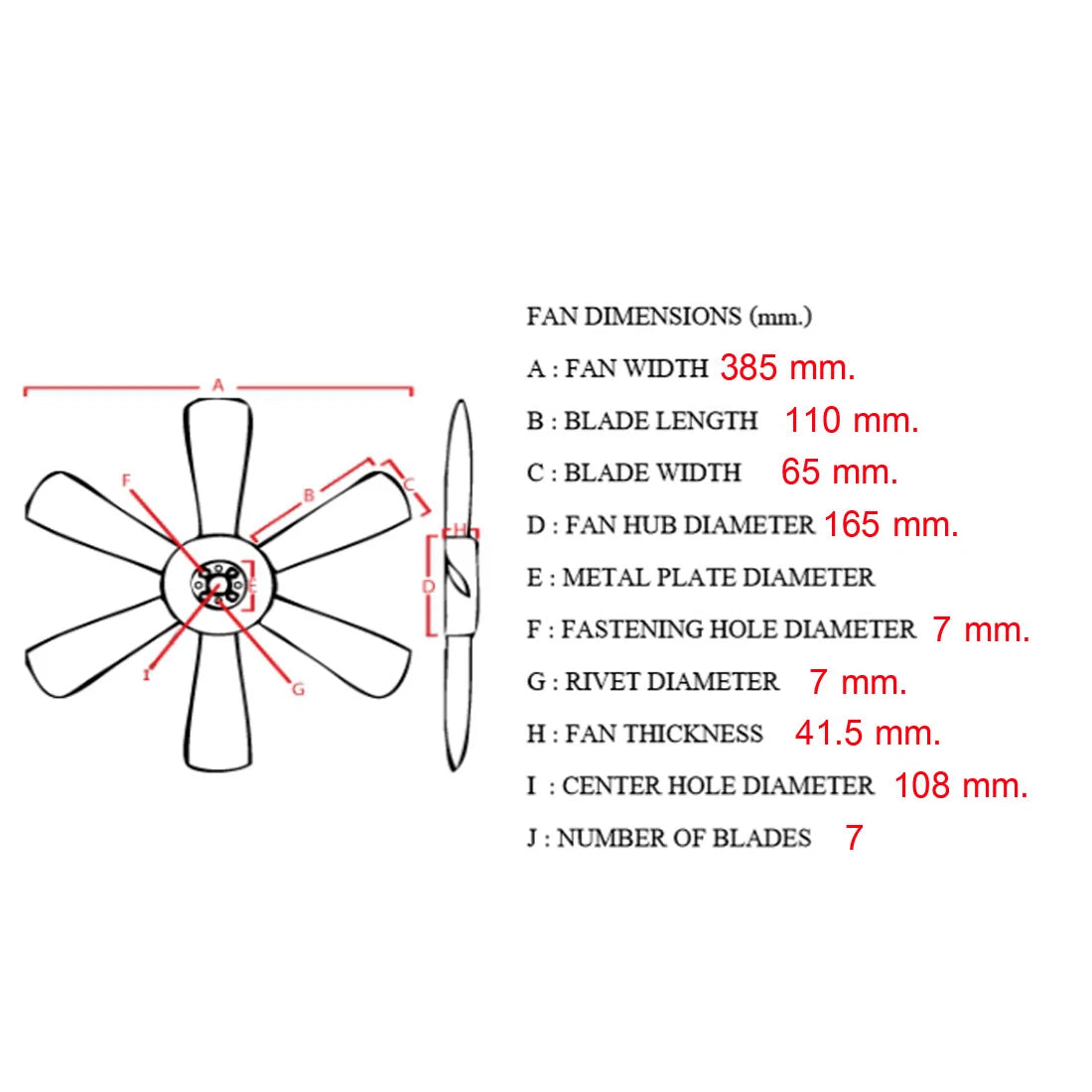 Cooling Fan Blade for Toyota Cressida Mark II Chaser GL LX70 LX71 2L 2LT 1984-1988
