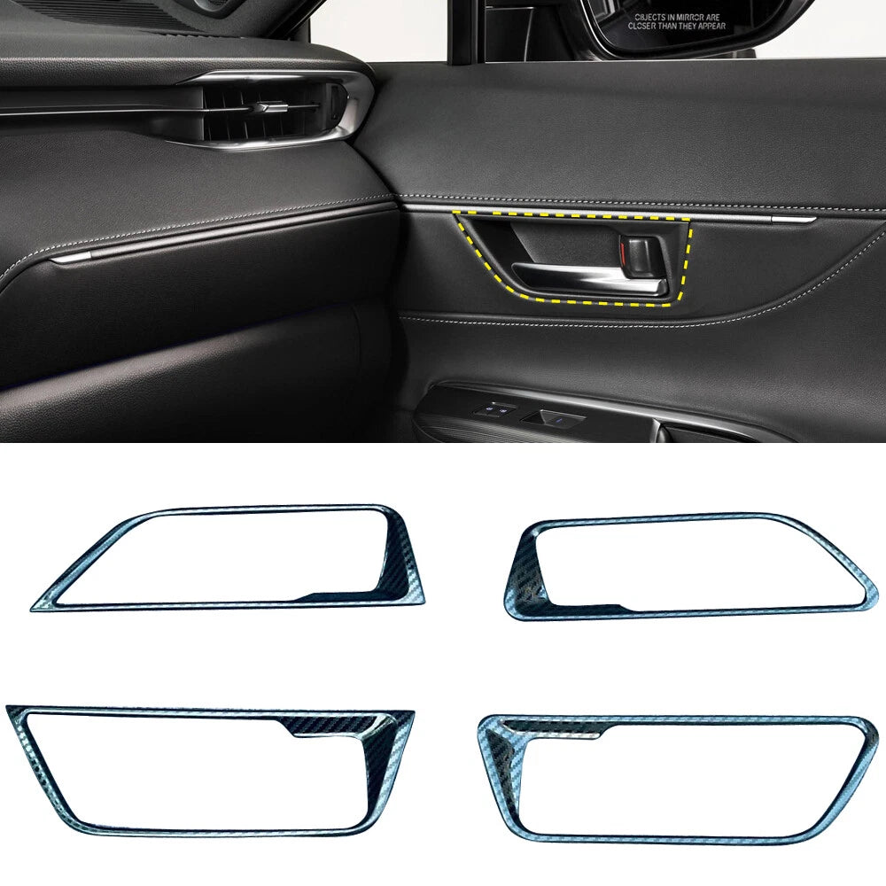 Steel Interior Door Handle Cover Trim Carbon for Toyota Harrier Venza (2020-2024)
