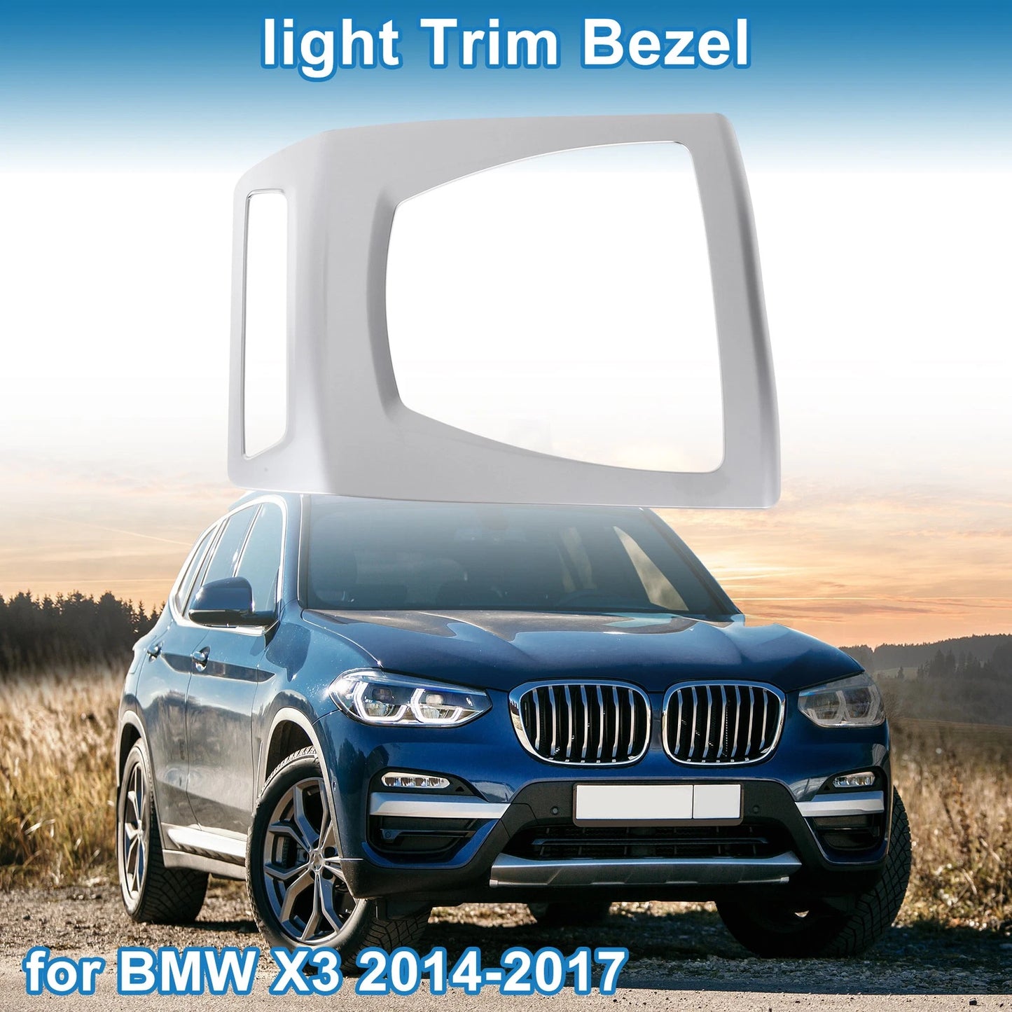 Front Row Headlight Trim Bezel for BMW X3 2014-2017 Silver Tone
