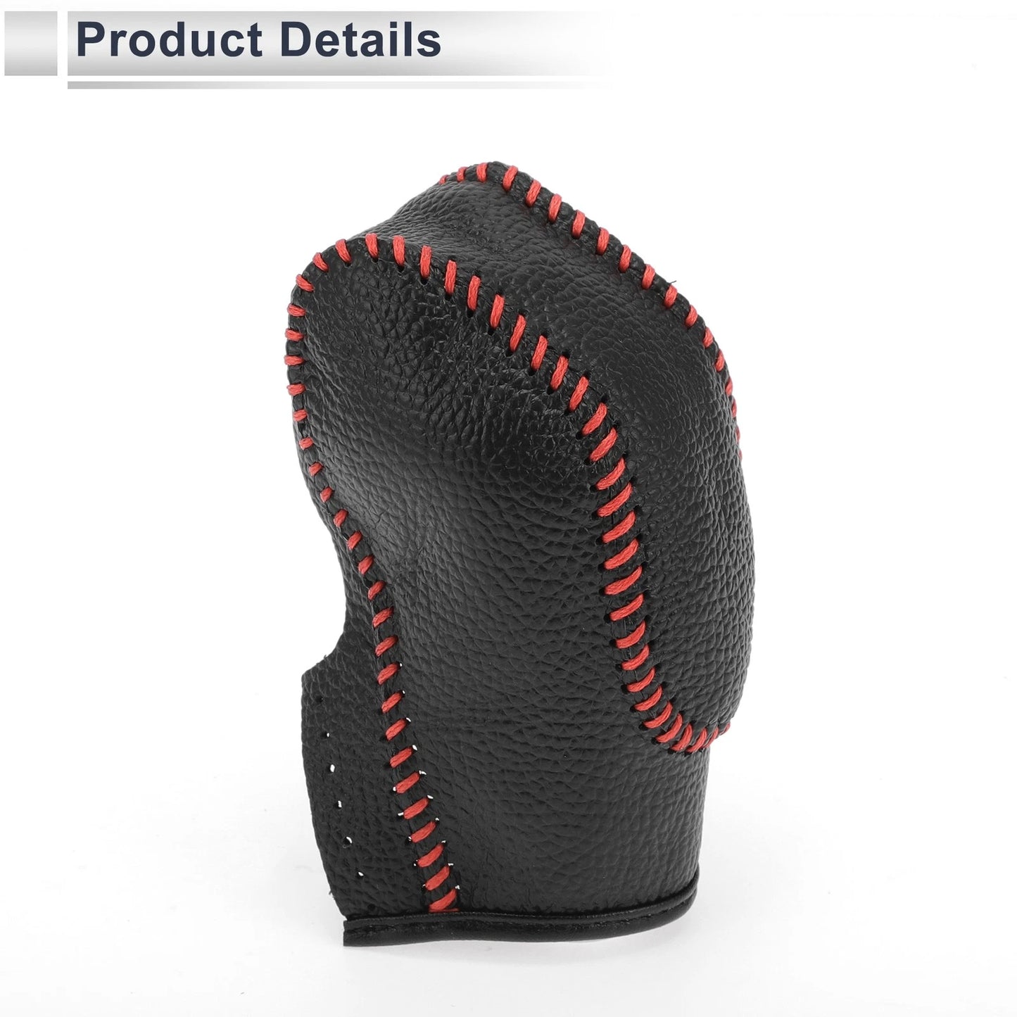 Car Pebbled Gear Shift Knob Cover 1 x Black Red Faux Leather for Ford Fusion