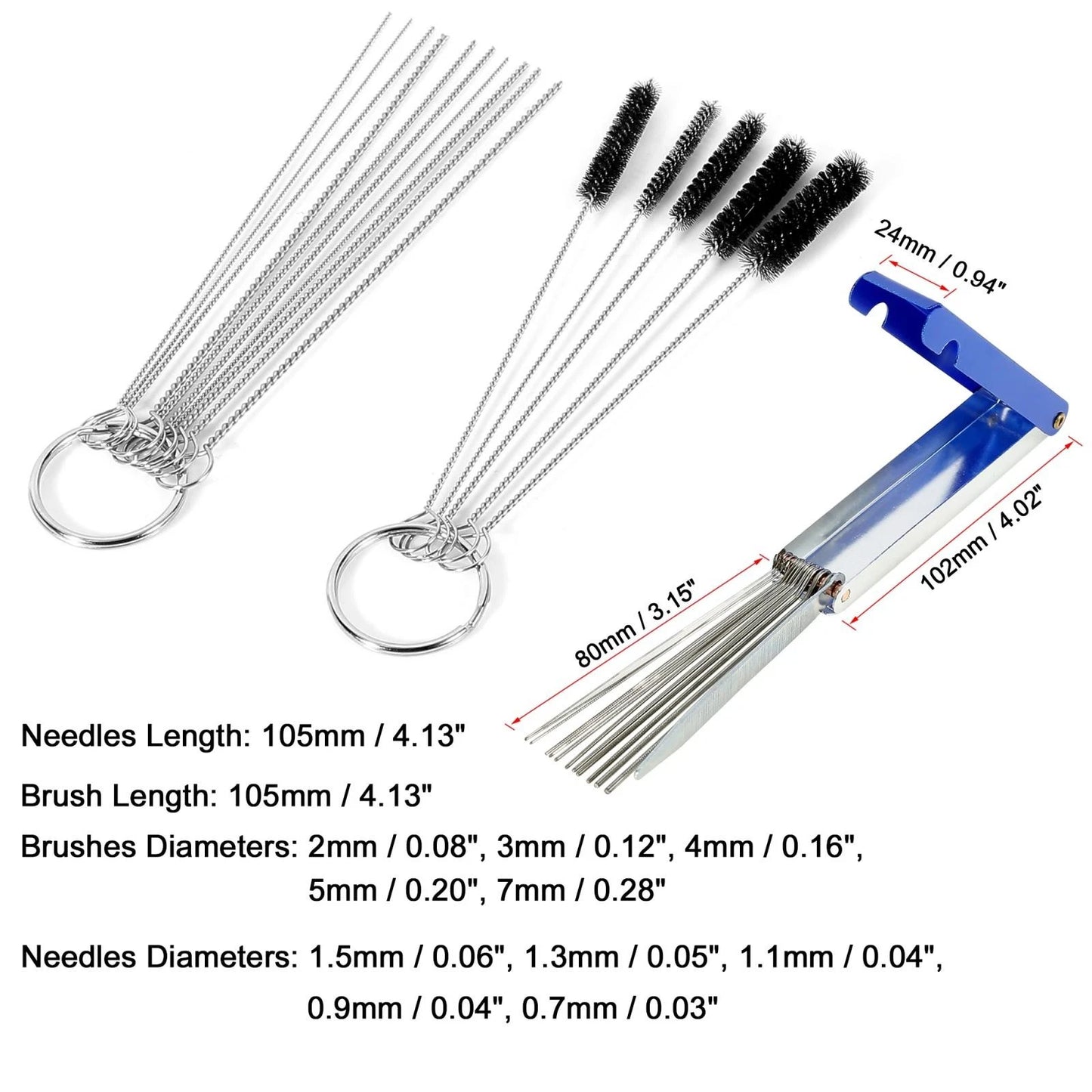 Carburetor Cleaning Kit 10 Needles 13 Wires 5 Brushes for Motorcycle