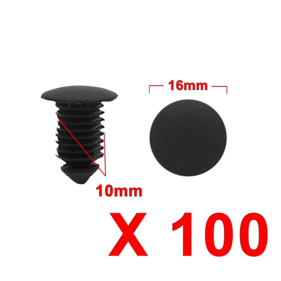 100 Pcs Black Plastic Roof Fasteners for Land Rover