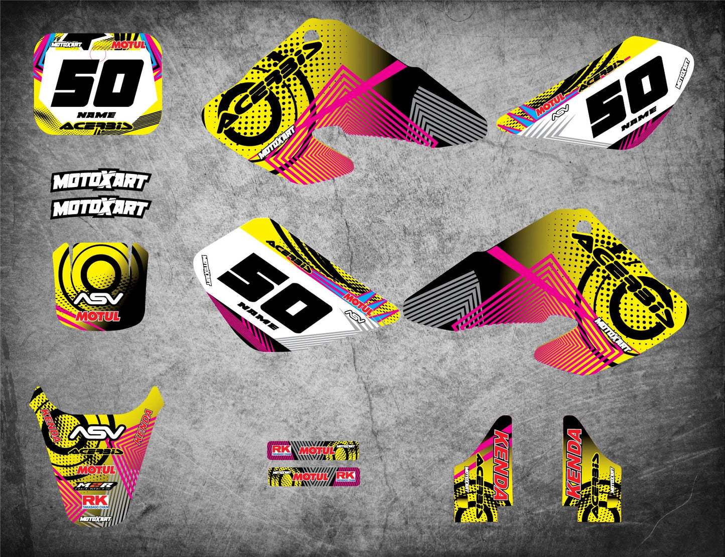 Custom Graphic Kit for Honda XR 50 (2000-2003) - NEON STYLE Decals