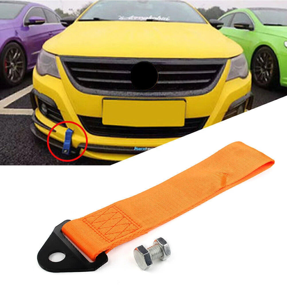 Racing Car Towing Strap for Universal Front/Rear Bumper - Orange