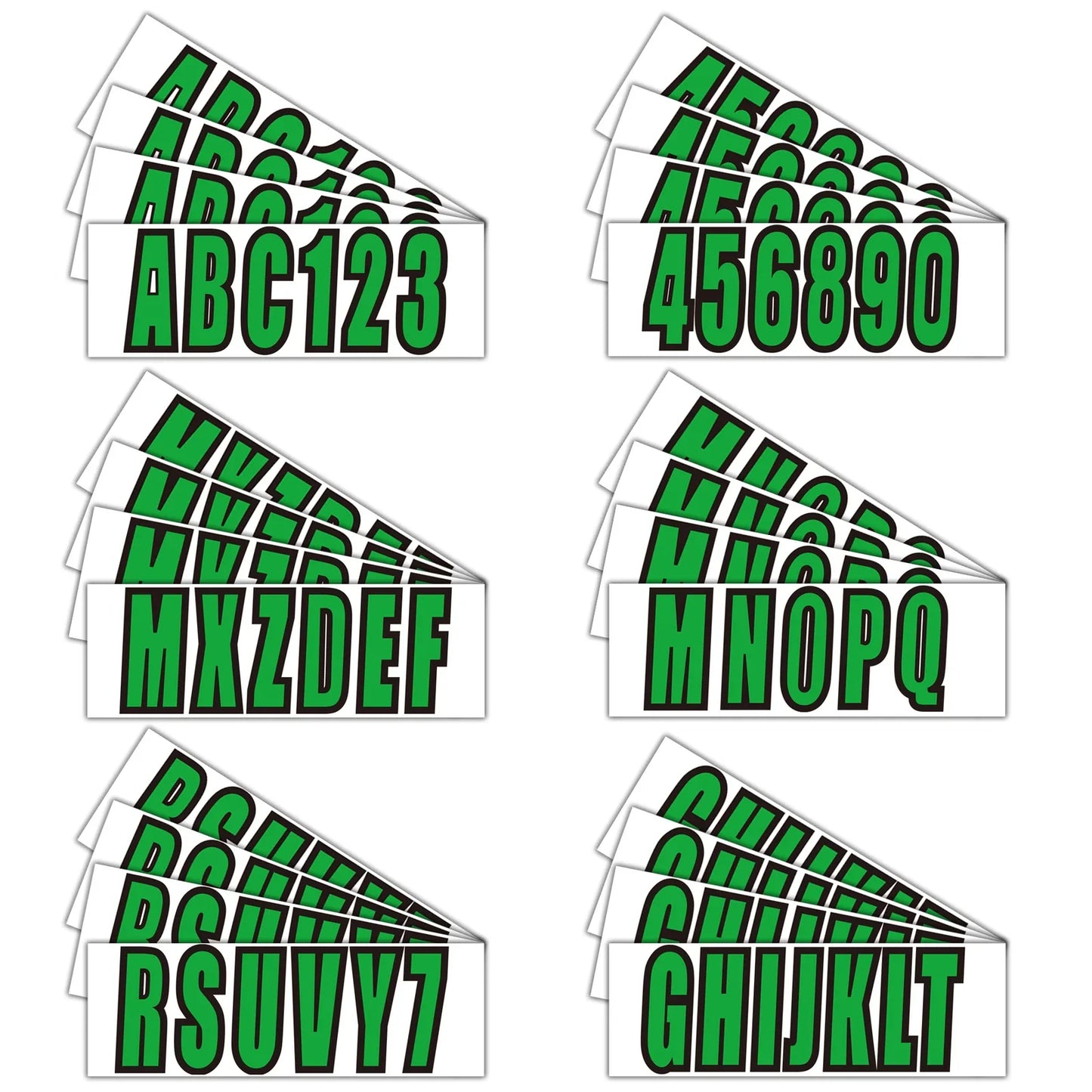 Green Boat Registration Decals A-Z/0-9 Set