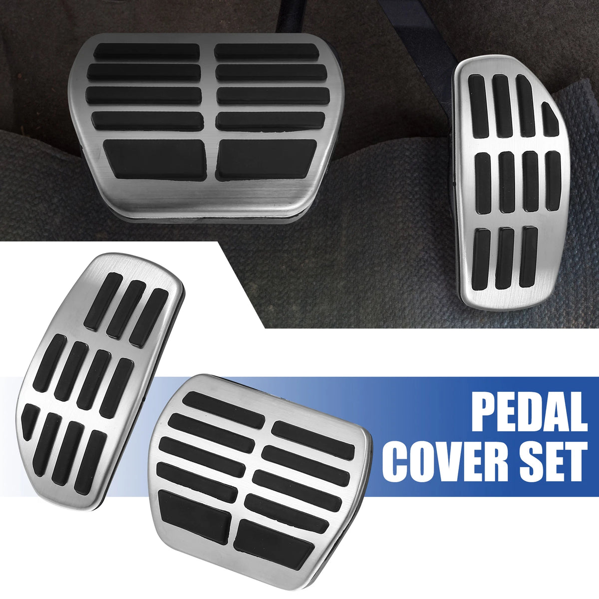 Brake Gas Accelerator Pedal Cover for Nissan 2014-2020 Silver Tone