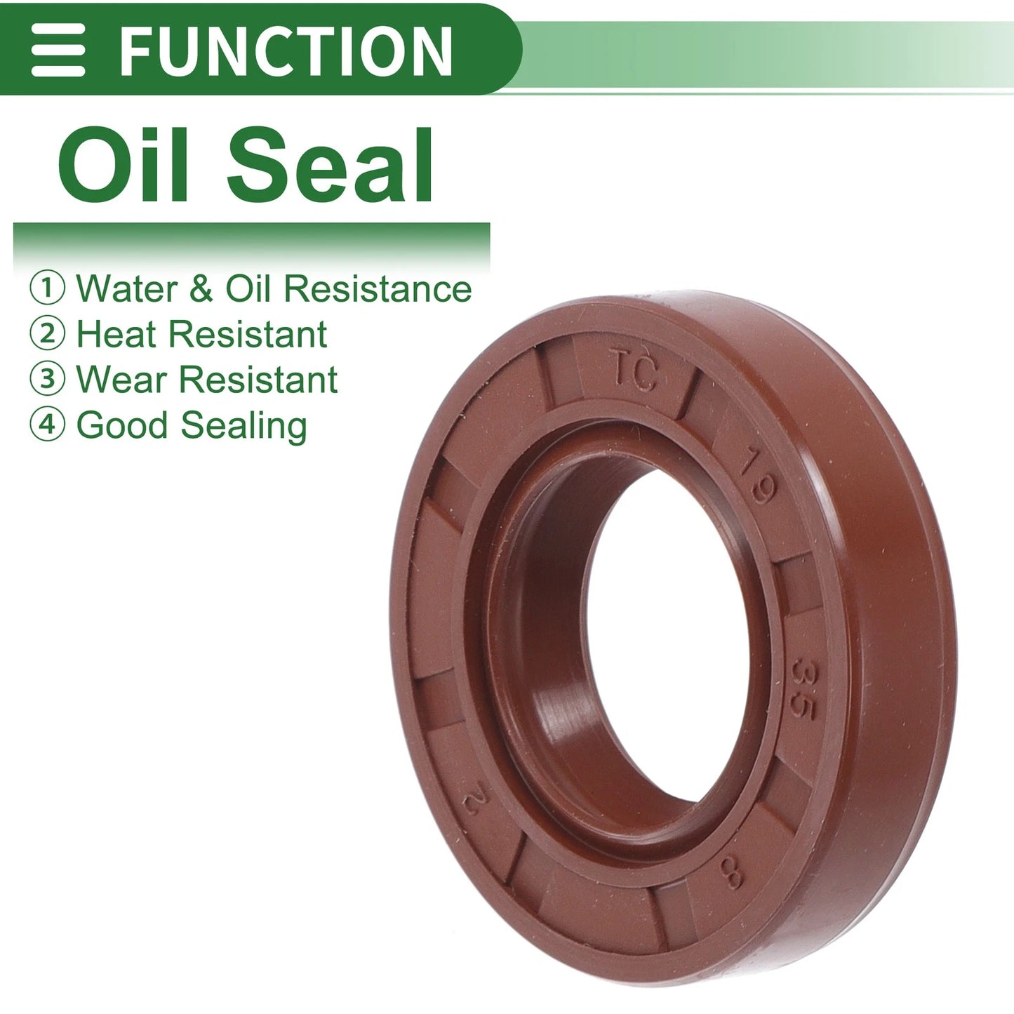 Oil Seal Rotary Shaft Seal 19x35x8mm FKM Brown 5 Pcs