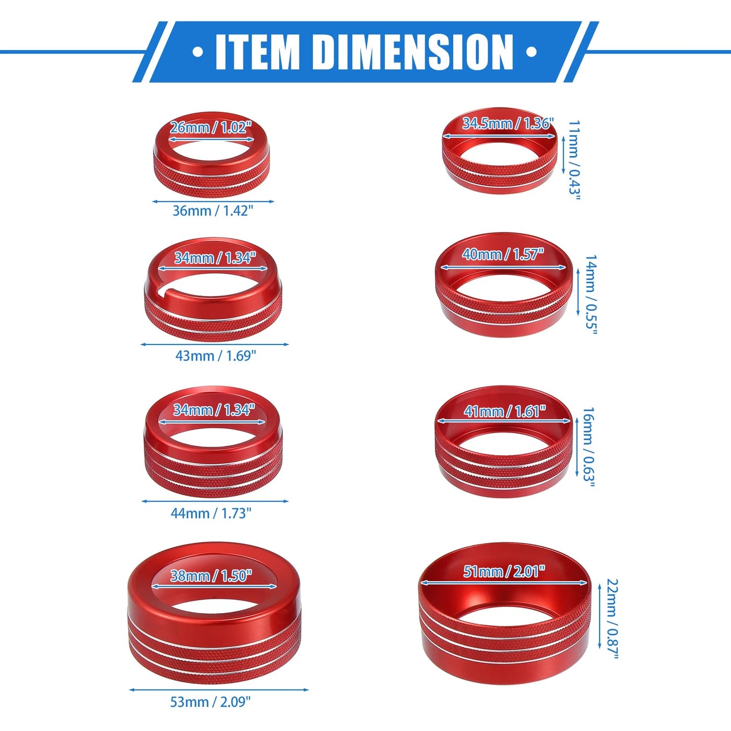 5 Pcs AC Climate Control Knob Ring for Chrysler 300 & Dodge Challenger