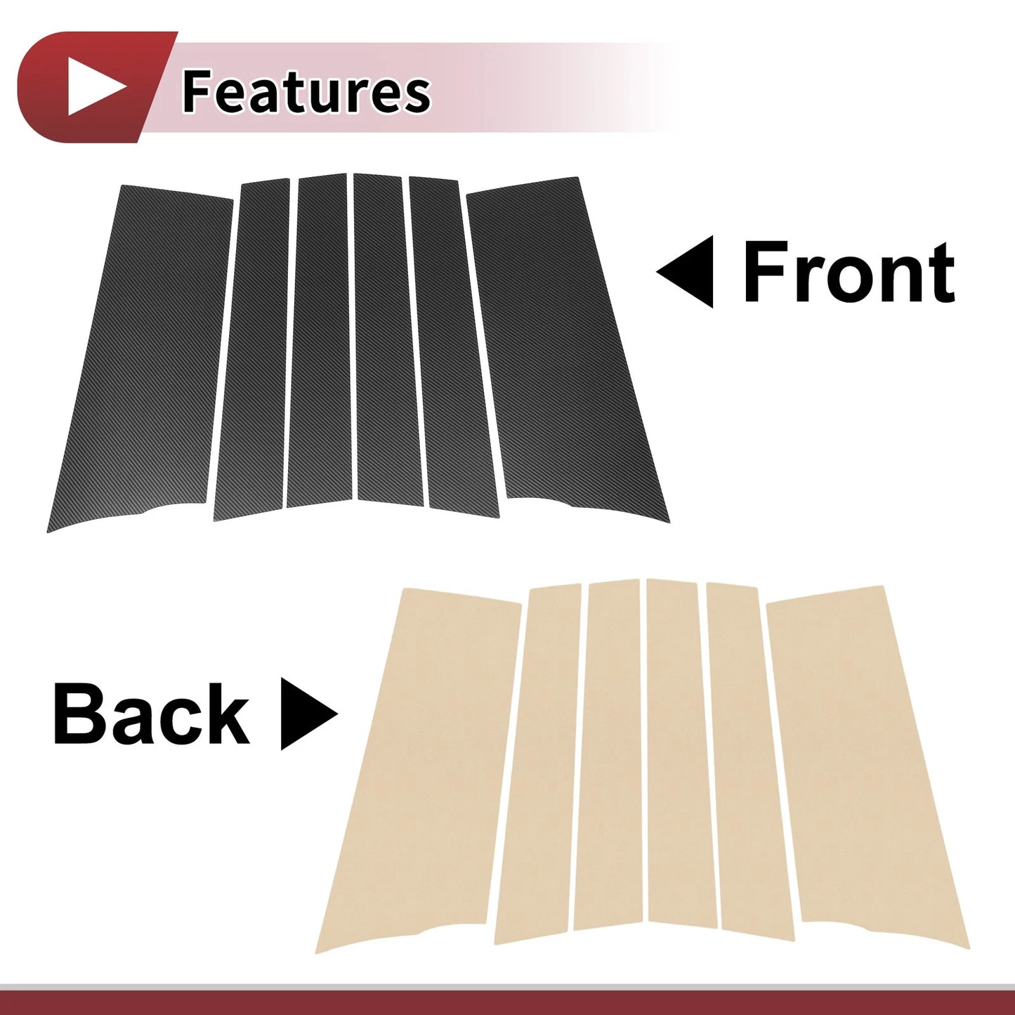 6 x Car Door Pillar Window Trim for Toyota Sienta (2016–2022)