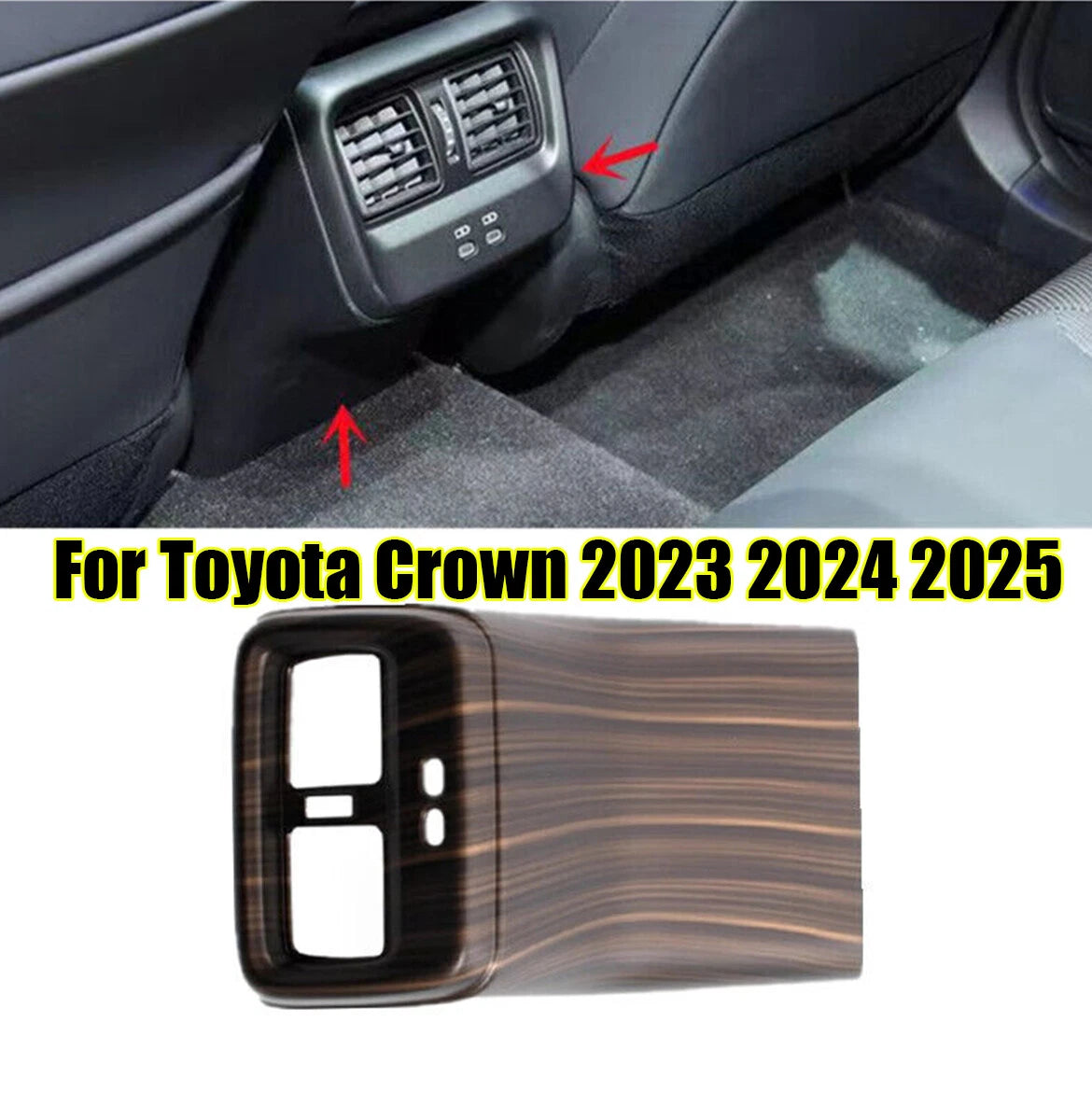 Wood Grain Rear Air Outlet Vent Frame Cover Trim for Toyota Crown (2023–2025)