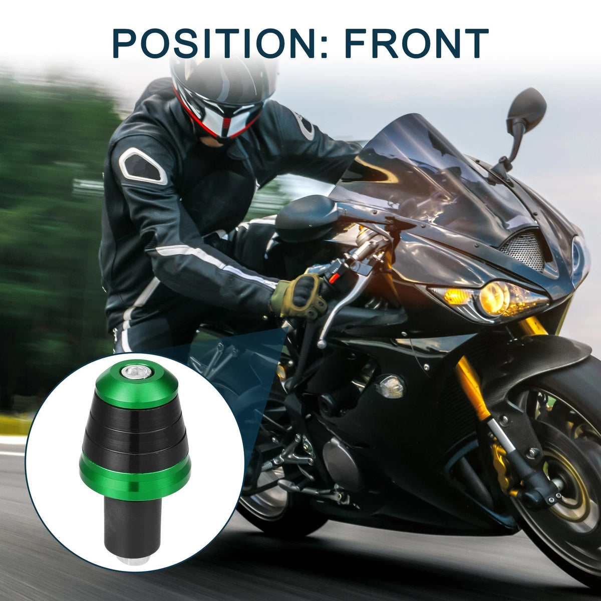 End Plug / 2 x 18-20mm 33.5mm OD / Aluminum Alloy Green for Motorcycle
