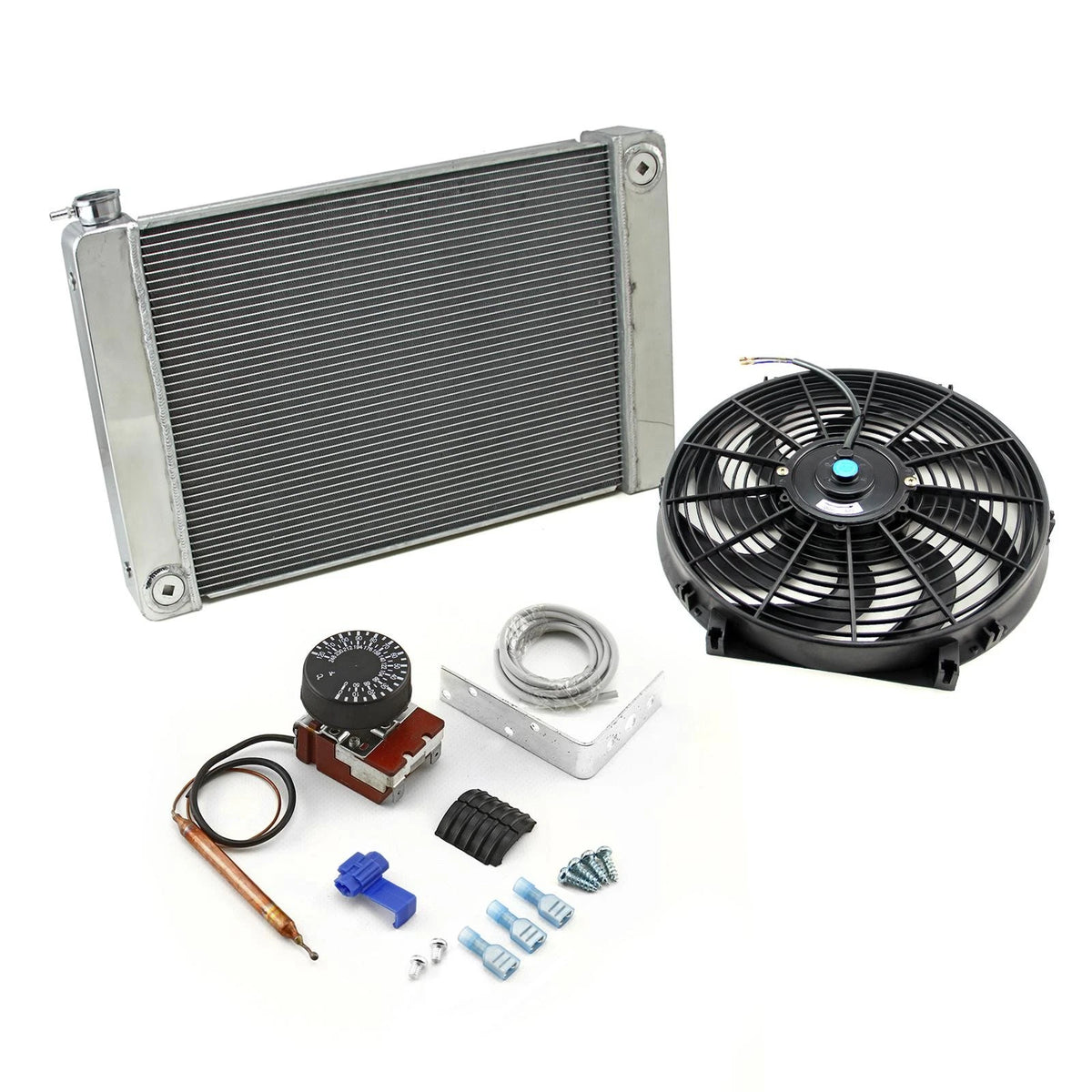 29"x19" Aluminum Radiator Kit w/ 14" Fan for Universal Vehicles