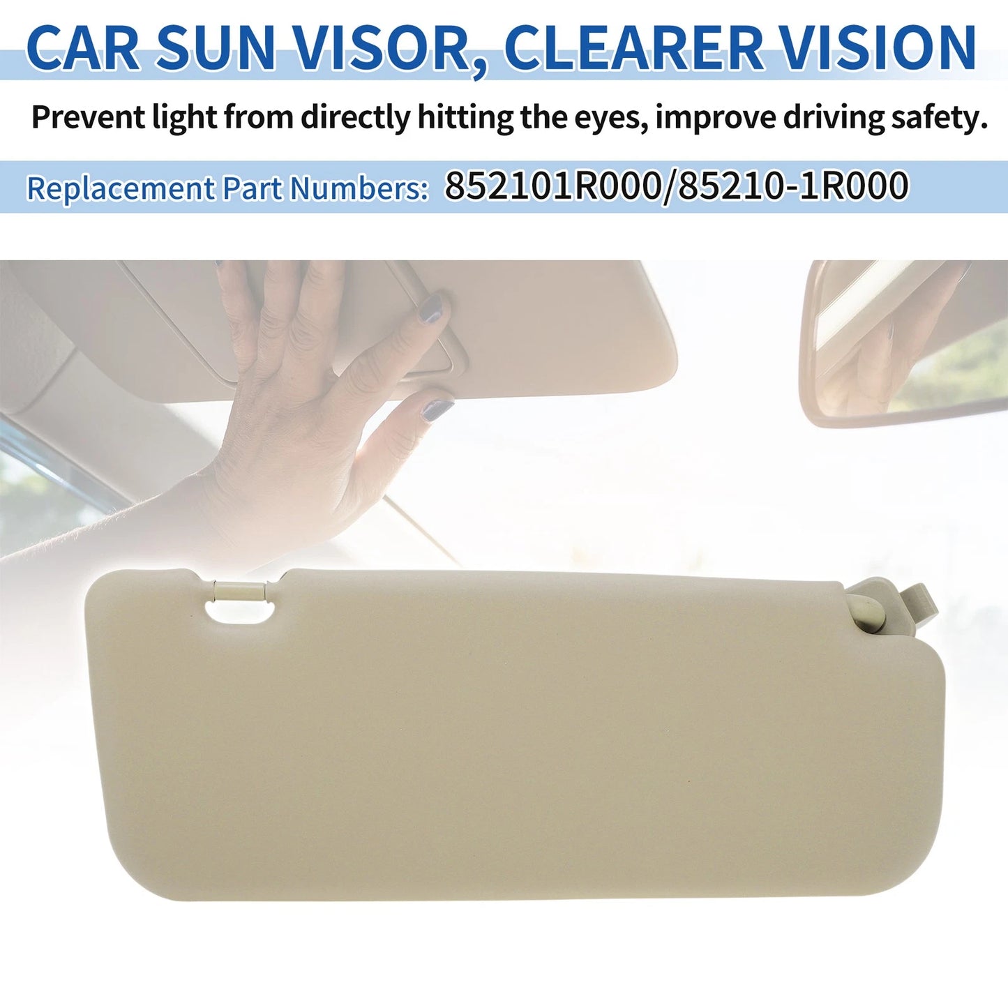 Left Side Sun Visor for Hyundai Accent 2011-2015 Beige 1 x Pcs